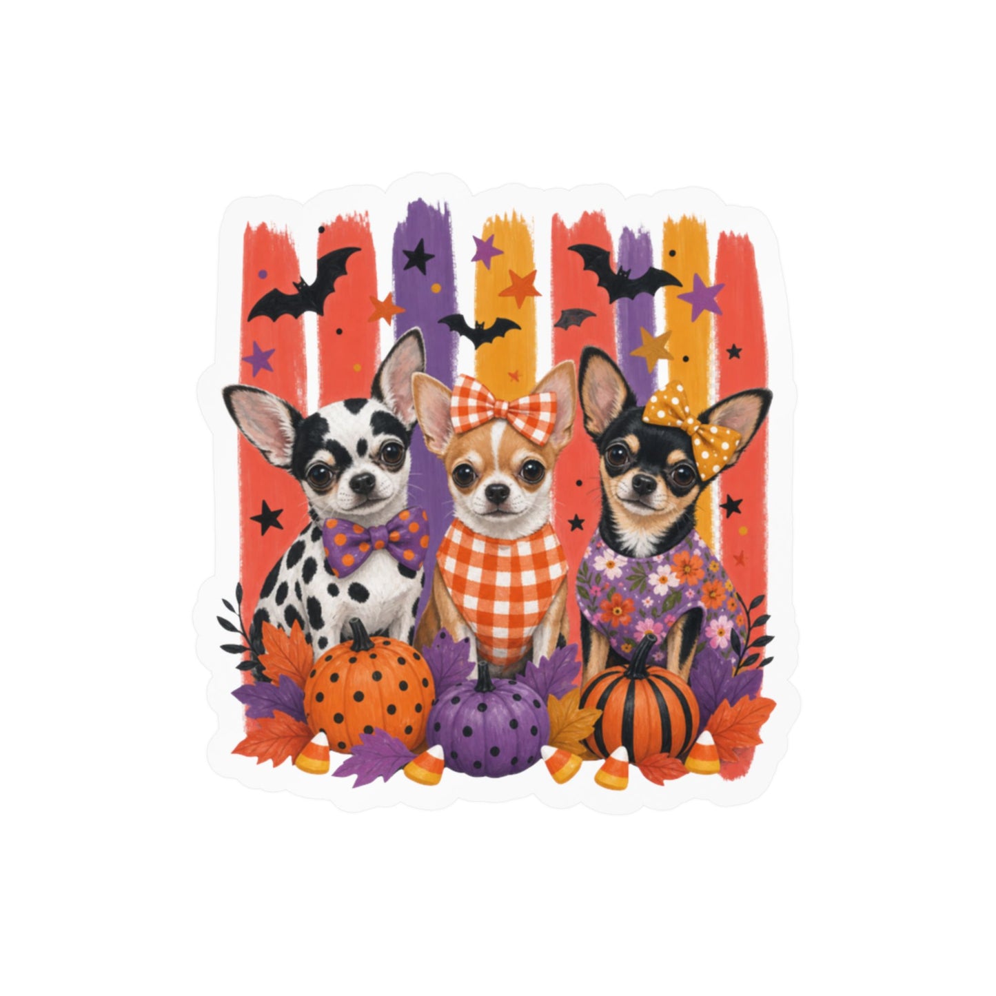 Three Chihuahua Dogs Halloween sticker | Kiss-Cut Vinyl Decal