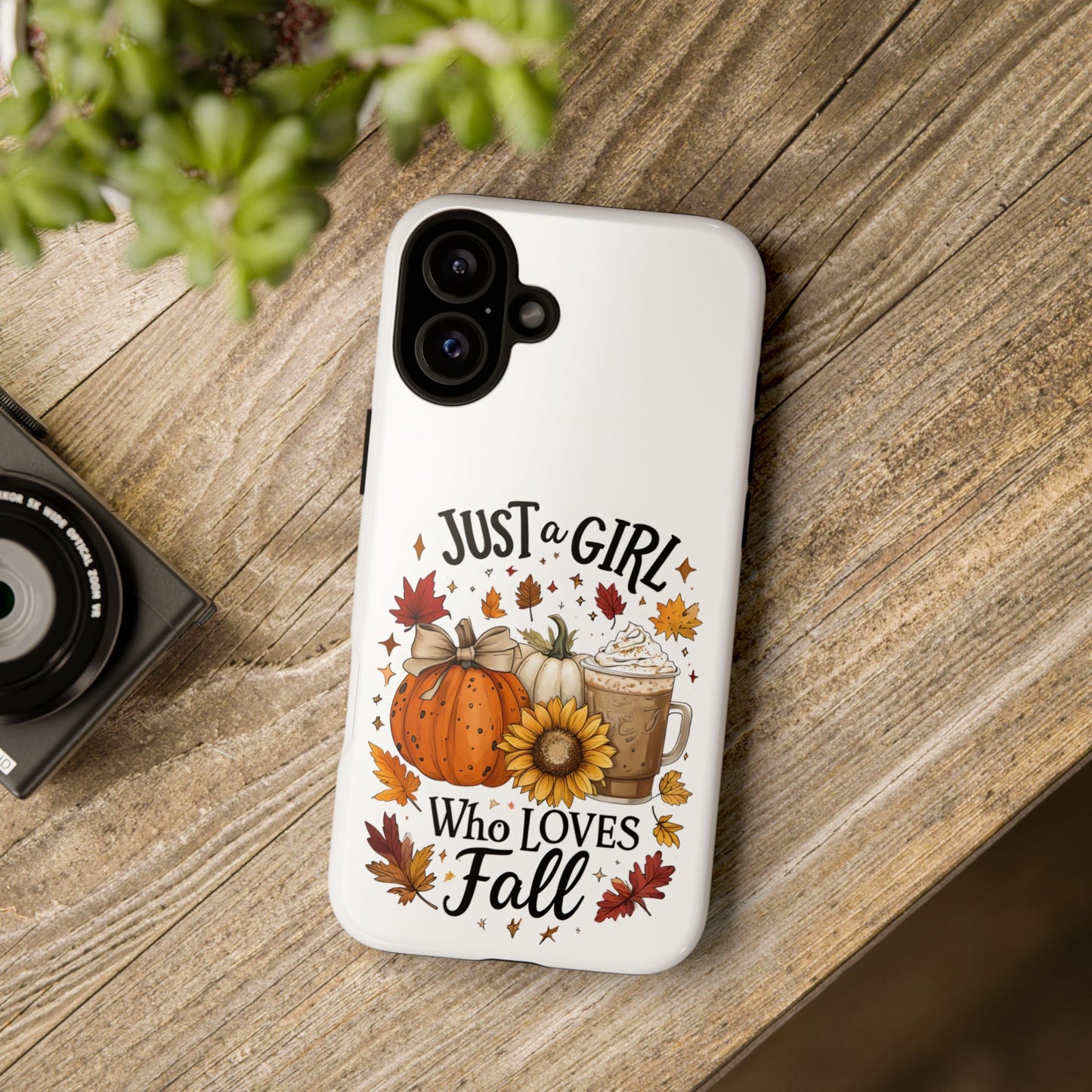 Just a Girl Who Loves Fall Phone Case, Autumn Aesthetic iPhone Cover, Pumpkin Spice Latte Case, Cute Fall Gift