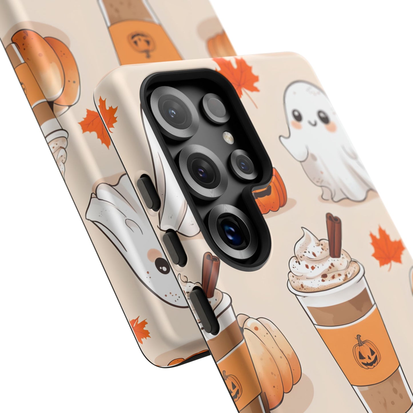 Kawaii Ghost Phone Case, Halloween Coffee Case, Pumpkin Spice iPhone Cover, Cute Fall Phone Grip, Spooky Season Aesthetic
