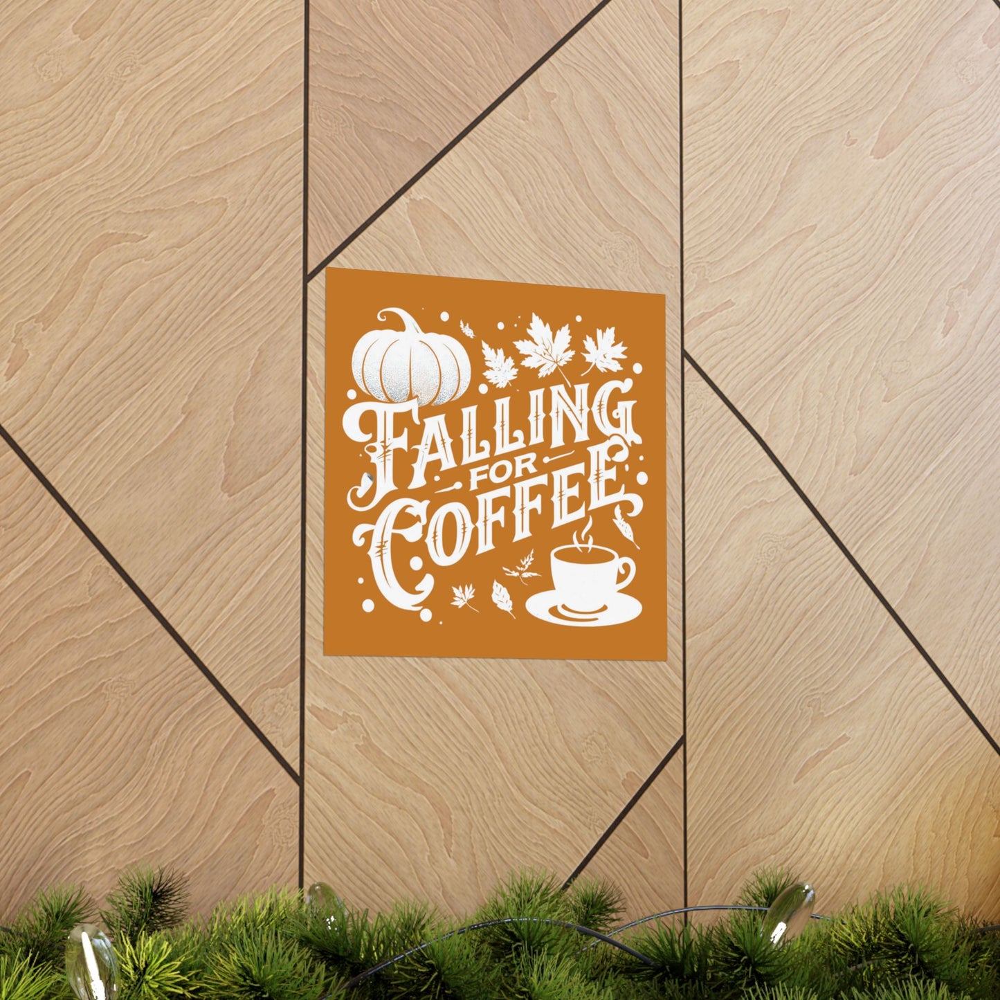Fall Coffee Poster, Autumn Wall Art, Pumpkin Spice Decor, Cozy Home Decoration, Seasonal Typography Print