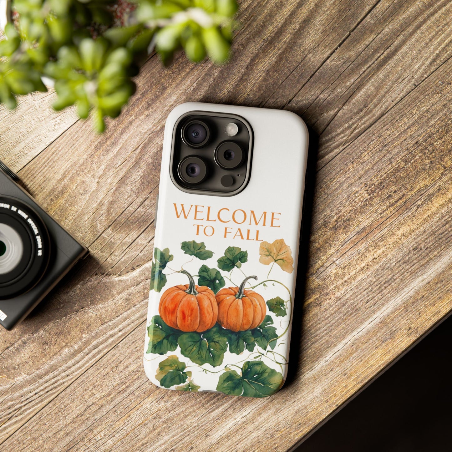 Welcome to Fall Phone Case, Pumpkin Autumn Leaves Design, Fall Aesthetic iPhone Cover, Seasonal Harvest Gift for Her