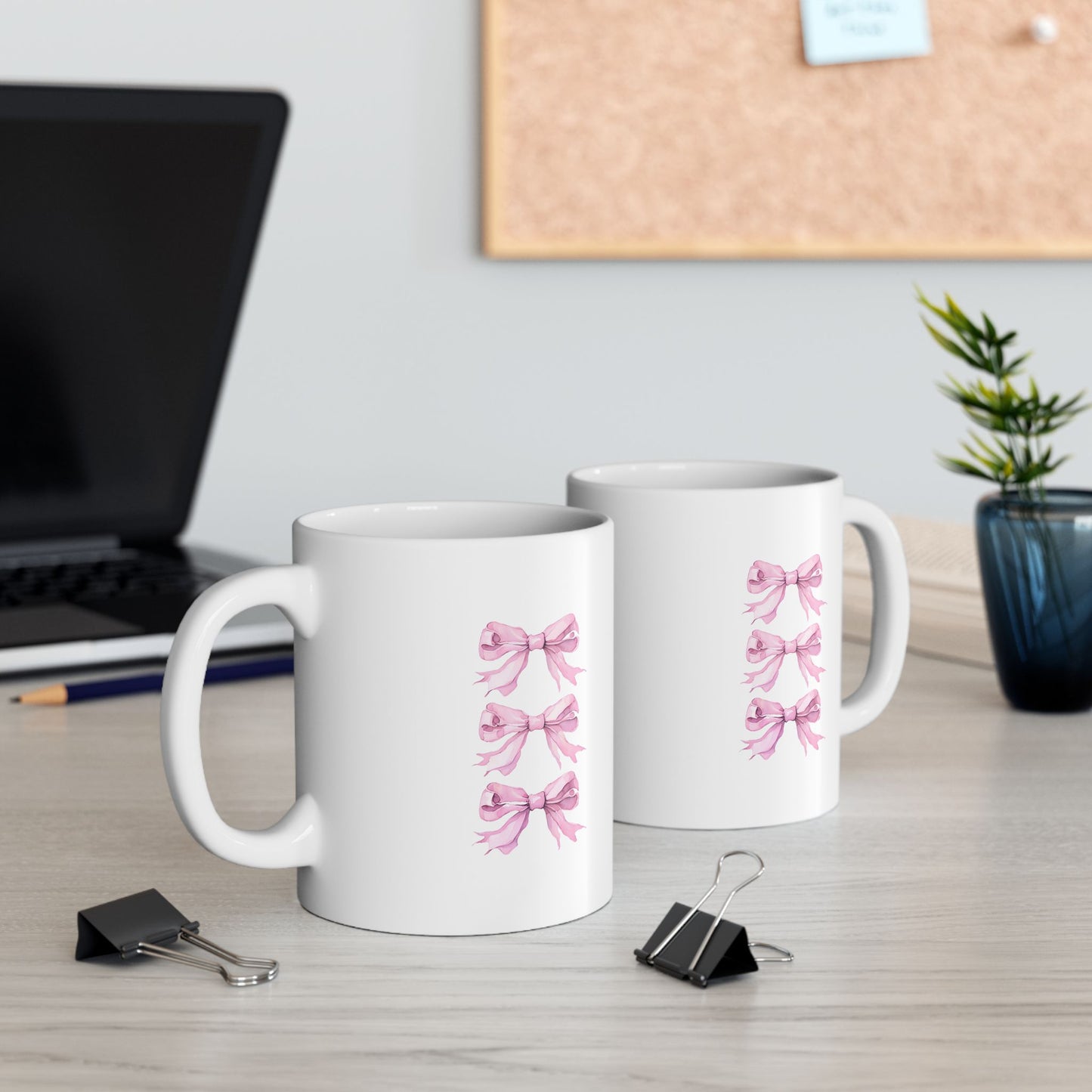 Charming Pink Triple Ribbon Ceramic Mug, Perfect Gift for Breast Cancer Awareness, Tea Lovers, Coffee Enthusiasts, Holiday, Self-Care