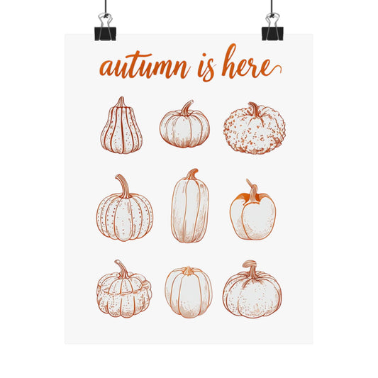 Autumn is Here Pumpkin Illustration Wall Art – Fall Harvest Seasonal Print
