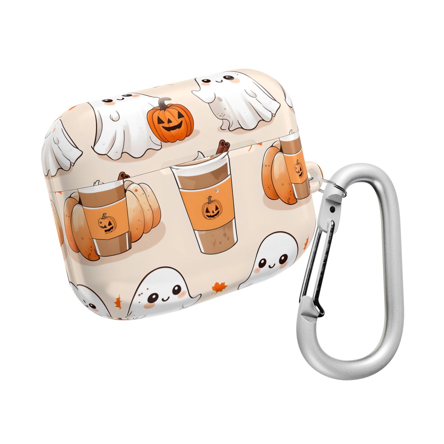 Fall Ghost Coffee AirPods Case, Cute Halloween AirPods Case, Pumpkin Coffee AirPods Cover, Autumn Ghost AirPods Case