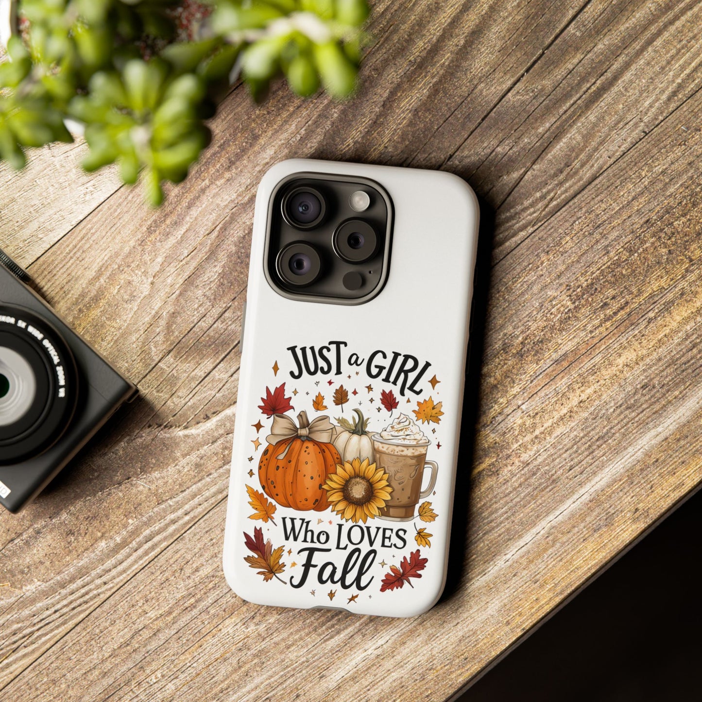Just a Girl Who Loves Fall Phone Case, Autumn Aesthetic iPhone Cover, Pumpkin Spice Latte Case, Cute Fall Gift