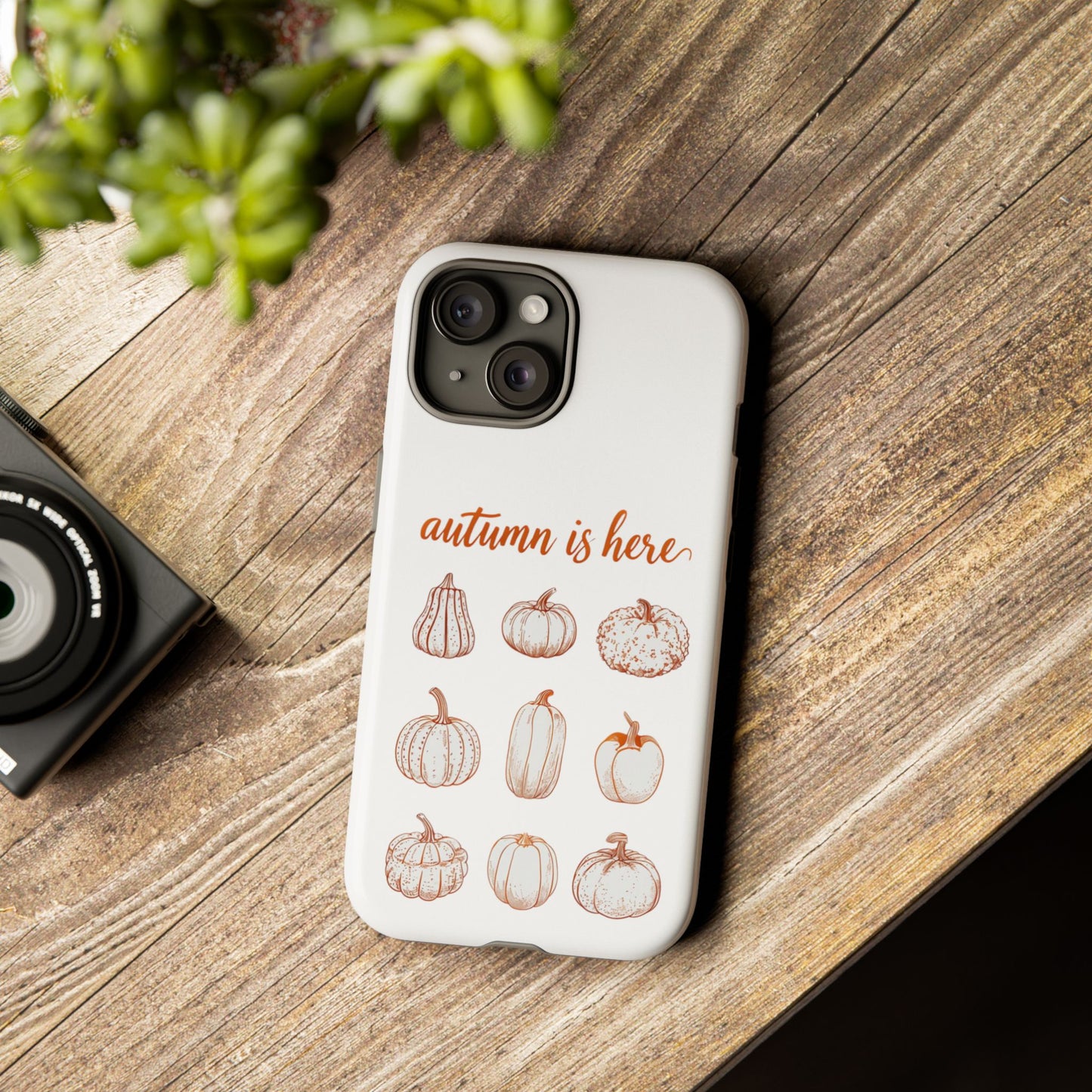 Autumn is Here Pumpkin Phone Case, Fall Pumpkin Illustration Phone Cover, Seasonal Autumn Phone Accessory