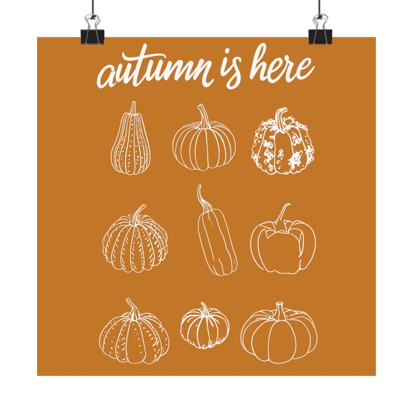 Autumn Is Here Pumpkin Wall Art, Fall Seasonal Print, Rustic Pumpkin Illustration, Farmhouse Harvest Home Decor, Fall Botanical Artwork