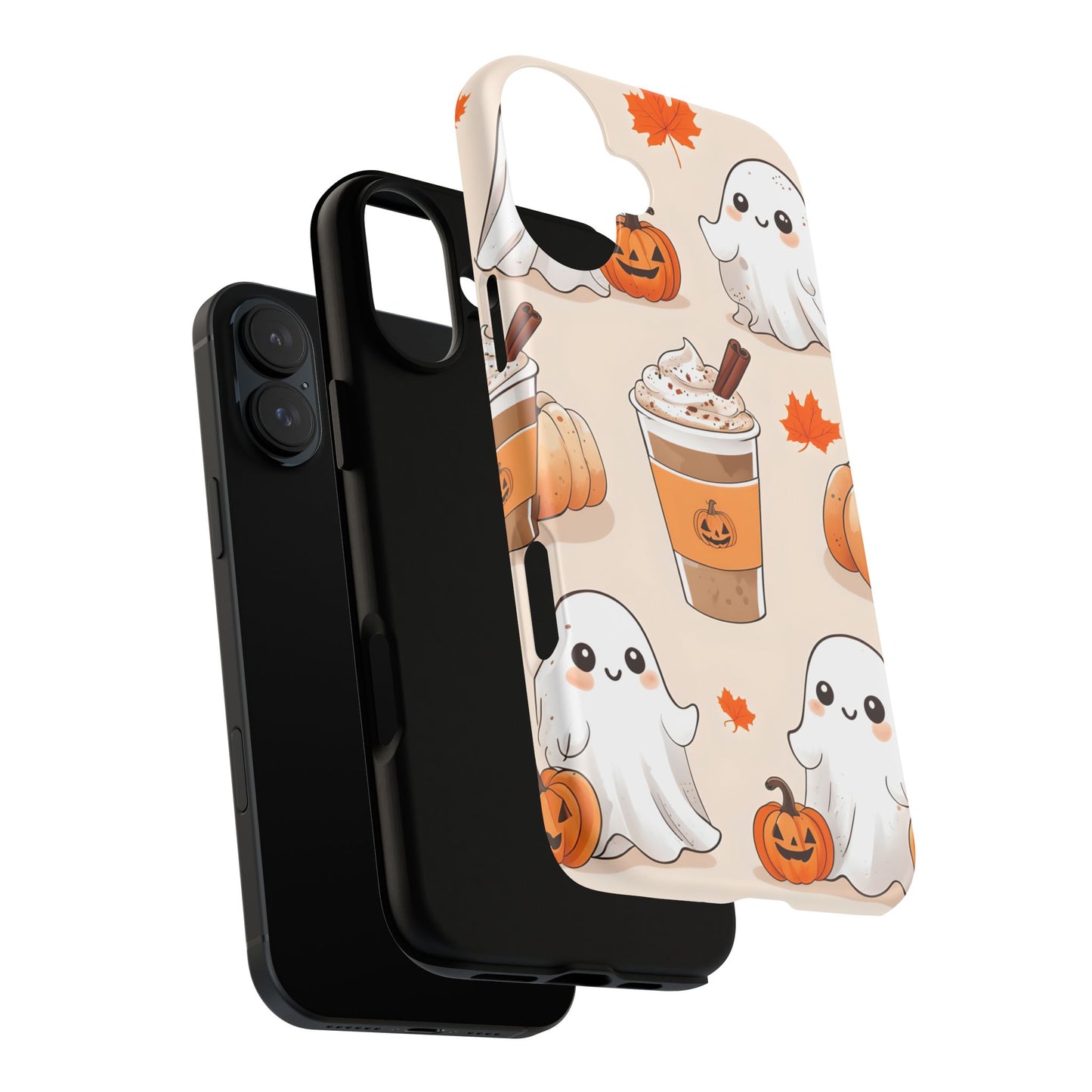 Kawaii Ghost Phone Case, Halloween Coffee Case, Pumpkin Spice iPhone Cover, Cute Fall Phone Grip, Spooky Season Aesthetic