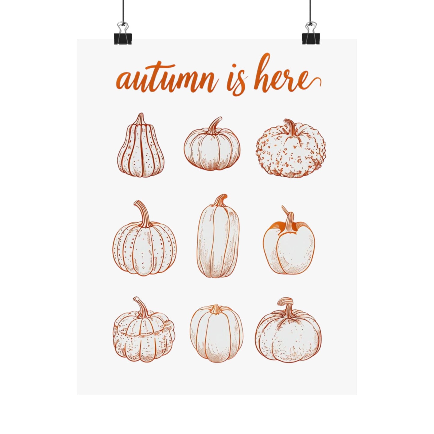 Autumn is Here Pumpkin Illustration Wall Art – Fall Harvest Seasonal Print