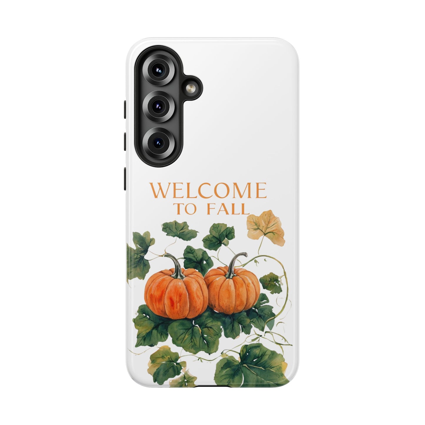 Welcome to Fall Phone Case, Pumpkin Autumn Leaves Design, Fall Aesthetic iPhone Cover, Seasonal Harvest Gift for Her