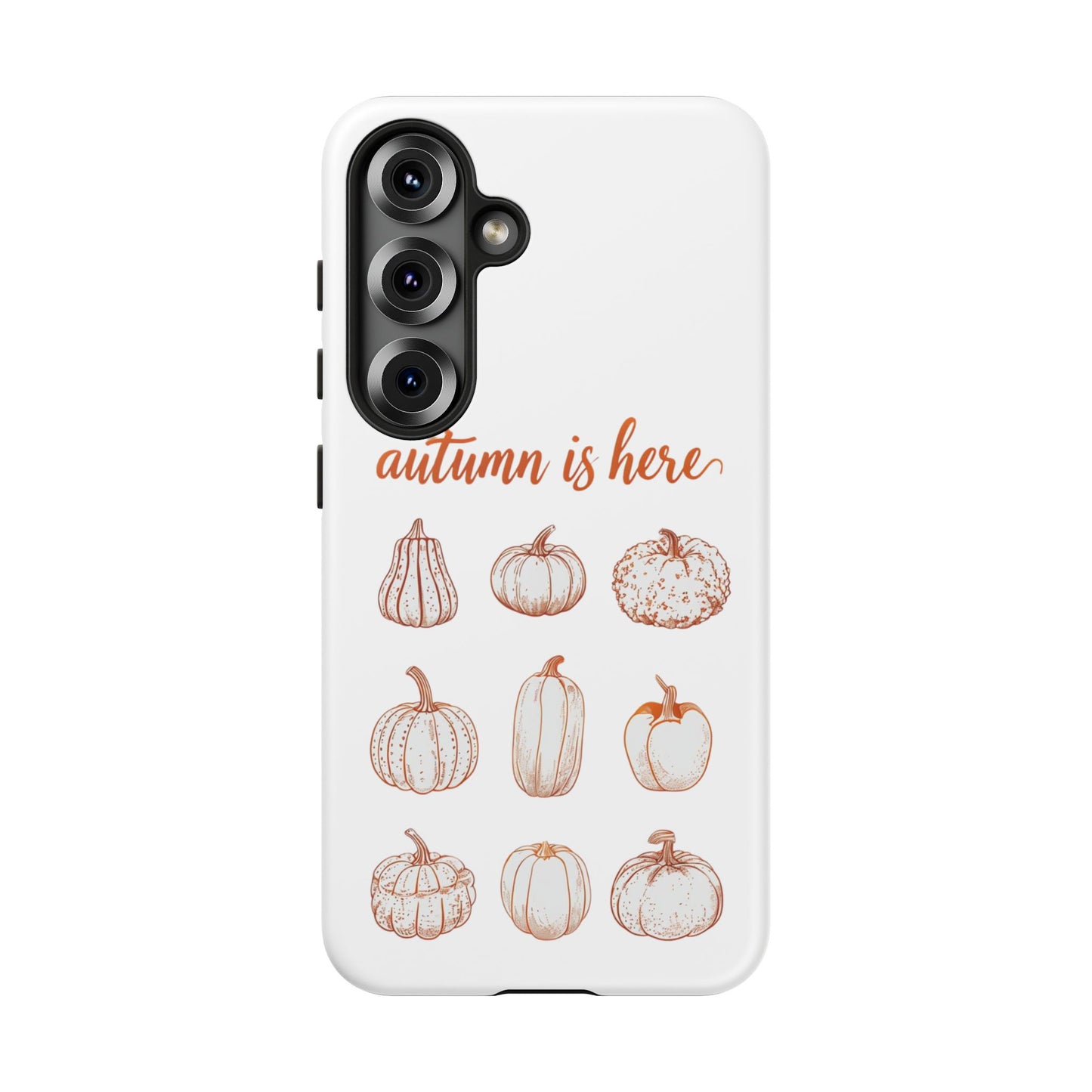Autumn is Here Pumpkin Phone Case, Fall Pumpkin Illustration Phone Cover, Seasonal Autumn Phone Accessory
