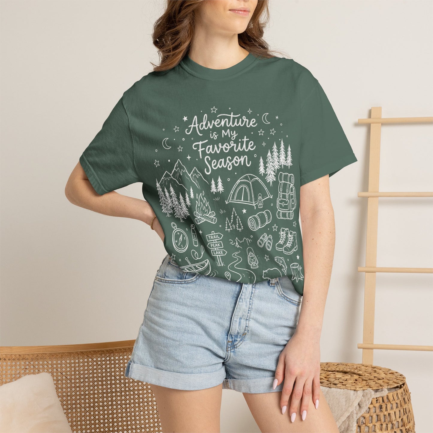 Adventure Shirt, Outdoorsy Graphic Tee, Camping Hiking Shirt, Blue Jean Comfort Colors Tee, Nature Lover Gift
