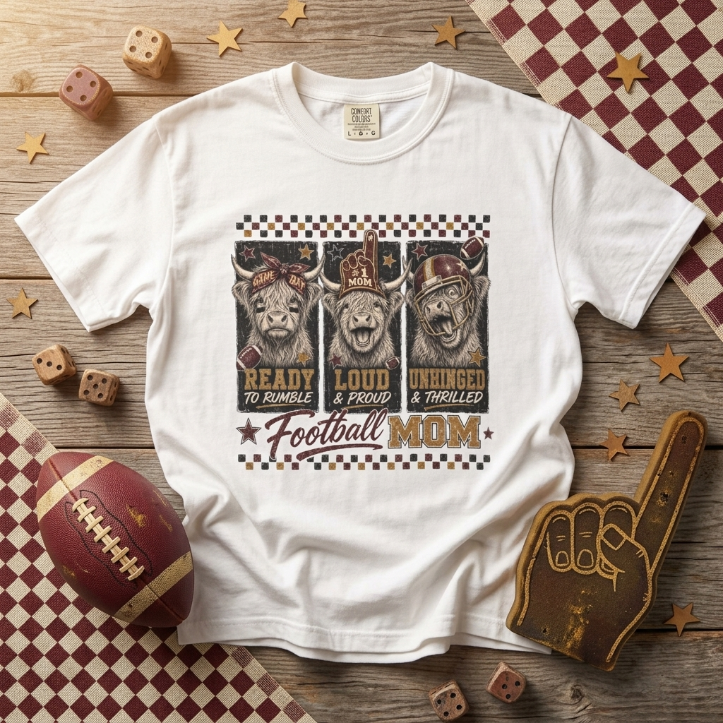 Football Mom T-Shirt | Ready Loud Unhinged Vintage Mascot Design