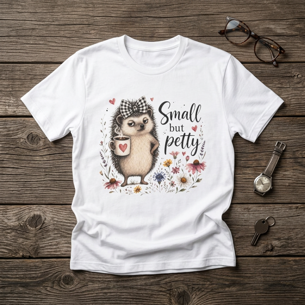 Small but Petty hedgehog shirt | Cute hedgehog illustration tee