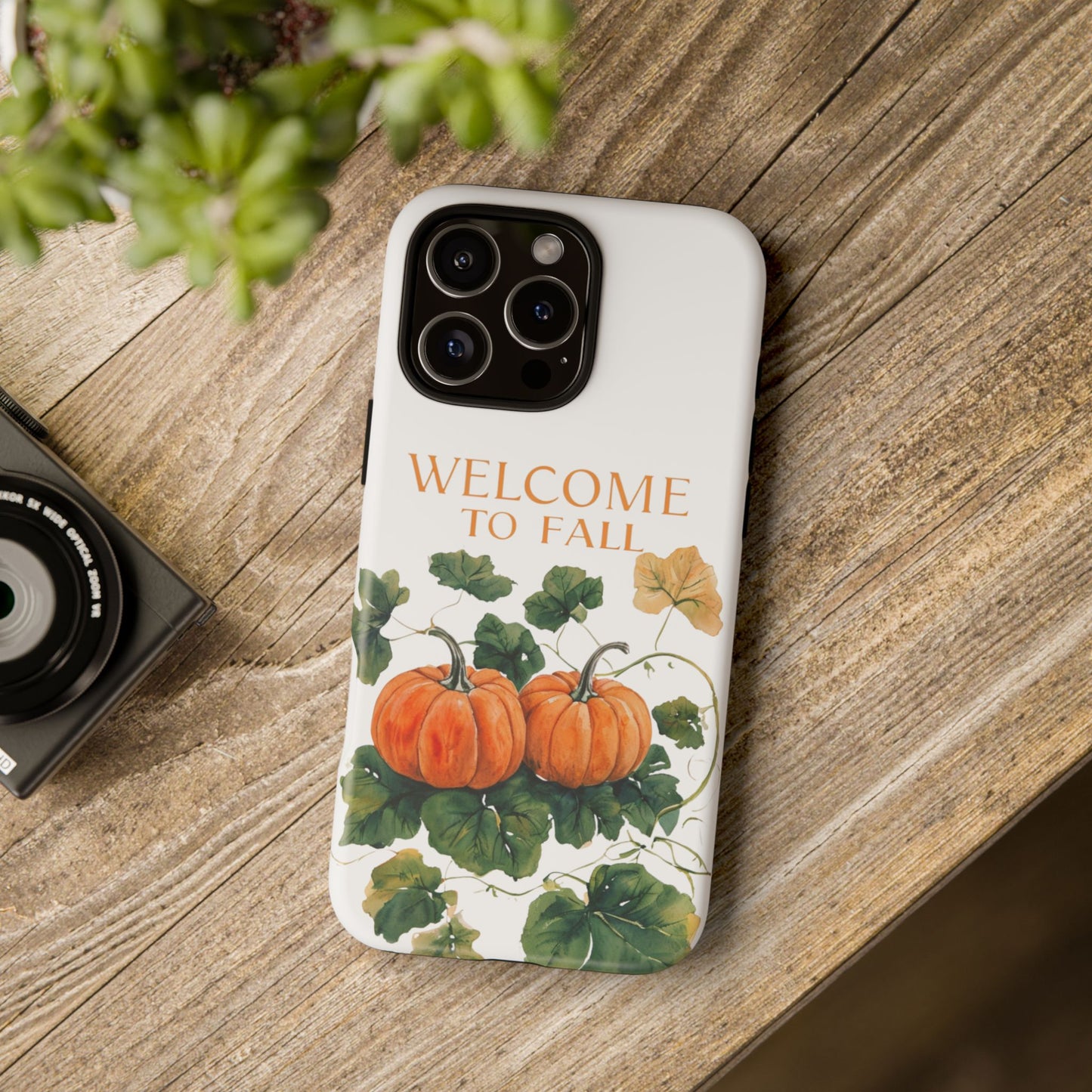 Welcome to Fall Phone Case, Pumpkin Autumn Leaves Design, Fall Aesthetic iPhone Cover, Seasonal Harvest Gift for Her