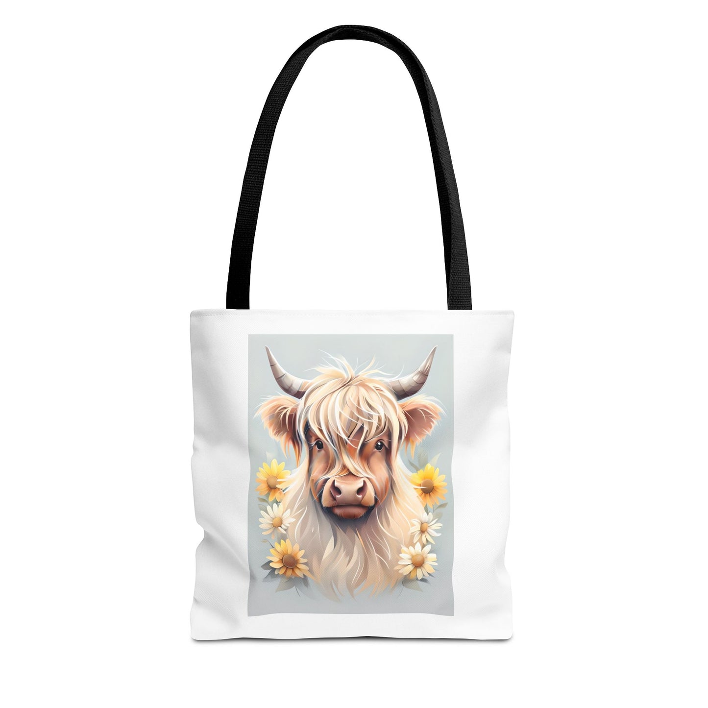 Adorable Highland Cow Tote Bag, Farmhouse Decor, Animal Lover Gift, Floral Print, Everyday Use, Easter gift