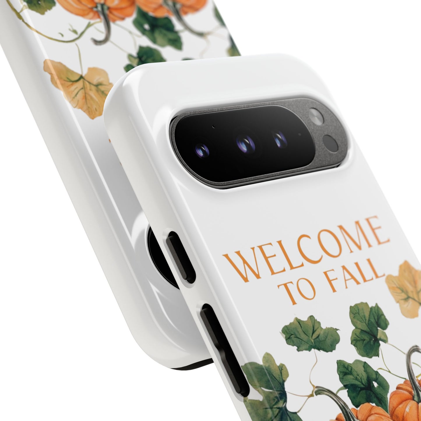 Welcome to Fall Phone Case, Pumpkin Autumn Leaves Design, Fall Aesthetic iPhone Cover, Seasonal Harvest Gift for Her