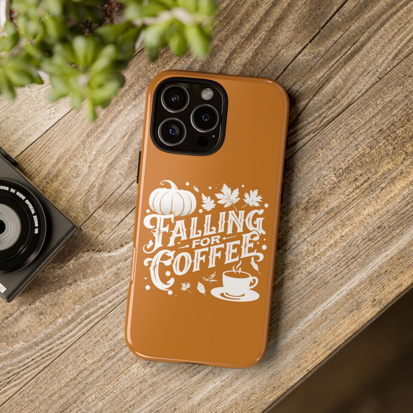 Falling for Coffee Phone Case, Fall Pumpkin Coffee Lover Gift, Autumn Phone Cover, Cozy Coffee Vibes Case, Pumpkin Spice Season Accessory