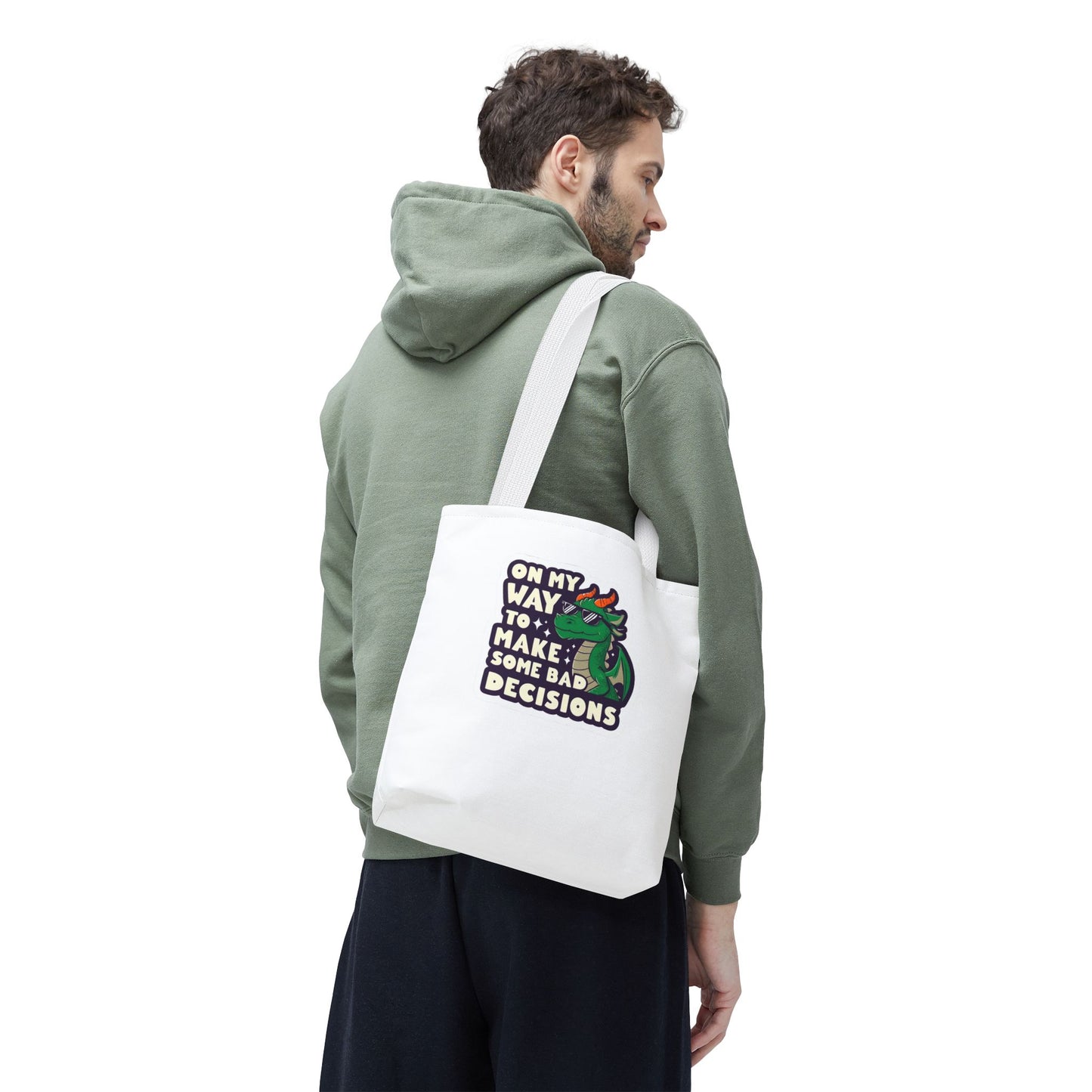 Funny Dragon Tote Bag - "On My Way to Make Some Bad Decisions"