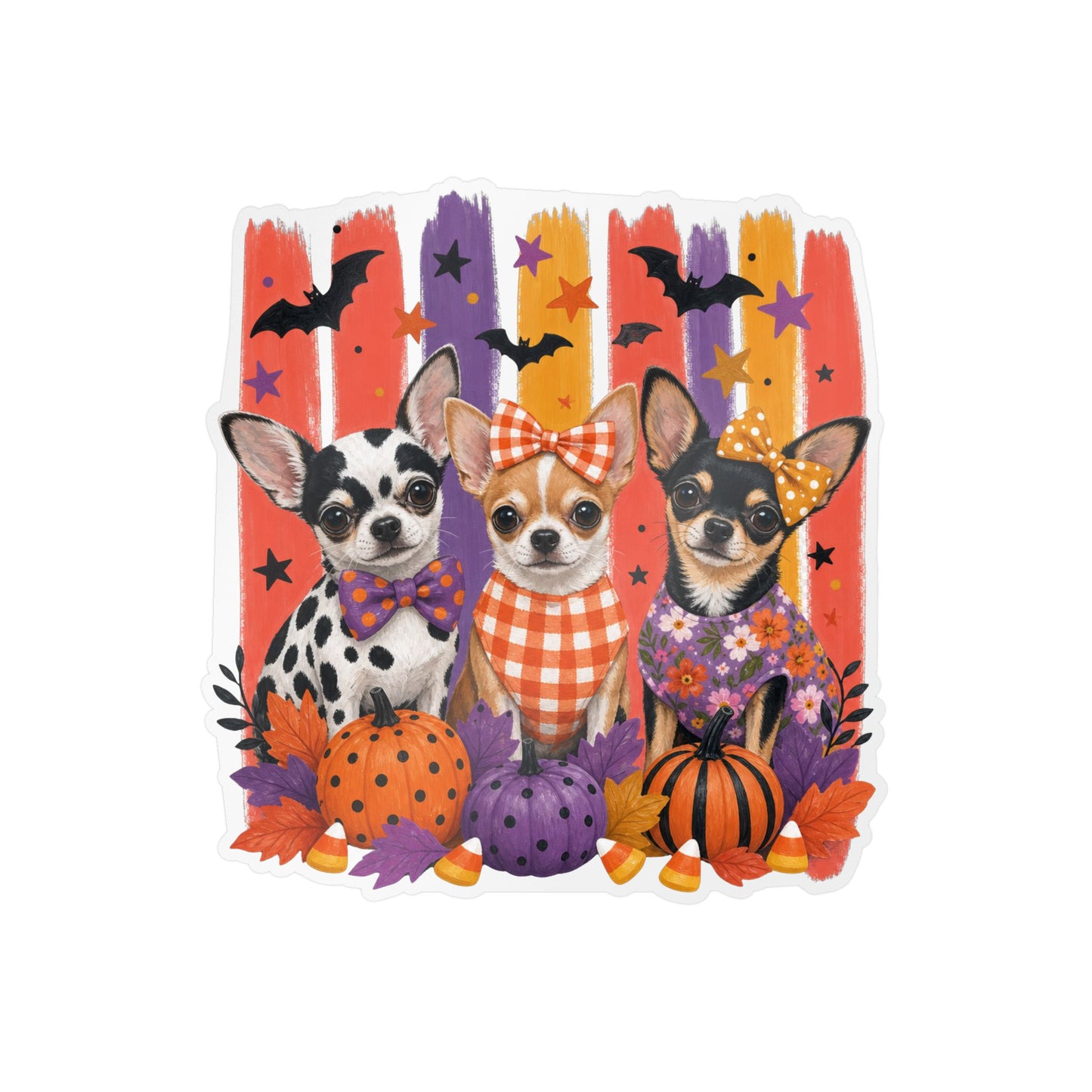 Three Chihuahua Dogs Halloween sticker | Kiss-Cut Vinyl Decal