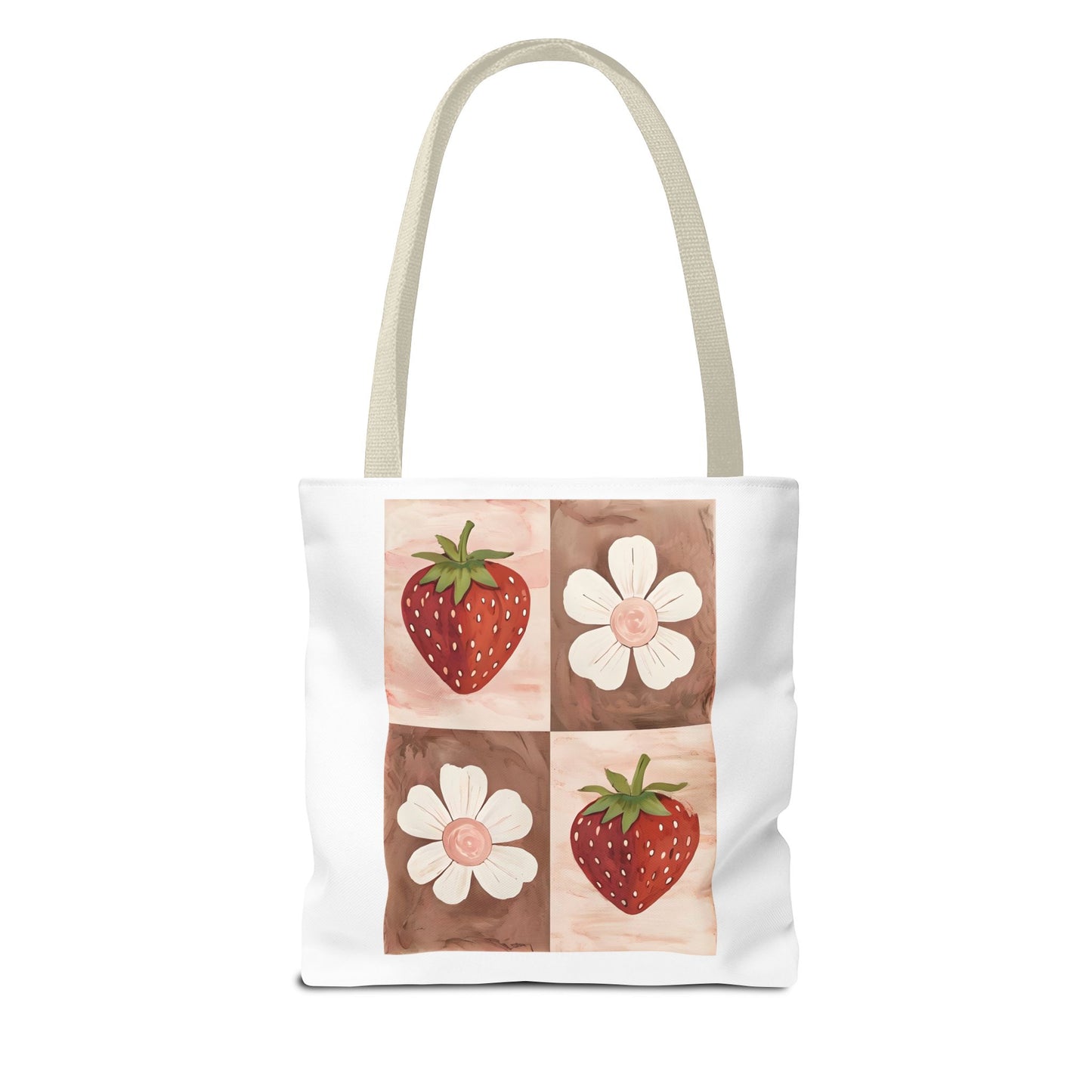 Strawberry Floral Tote Bag, Perfect for Spring, Eco-Friendly Shopping, Farmers Market, Gifts for Her, Cute Weekend Bag