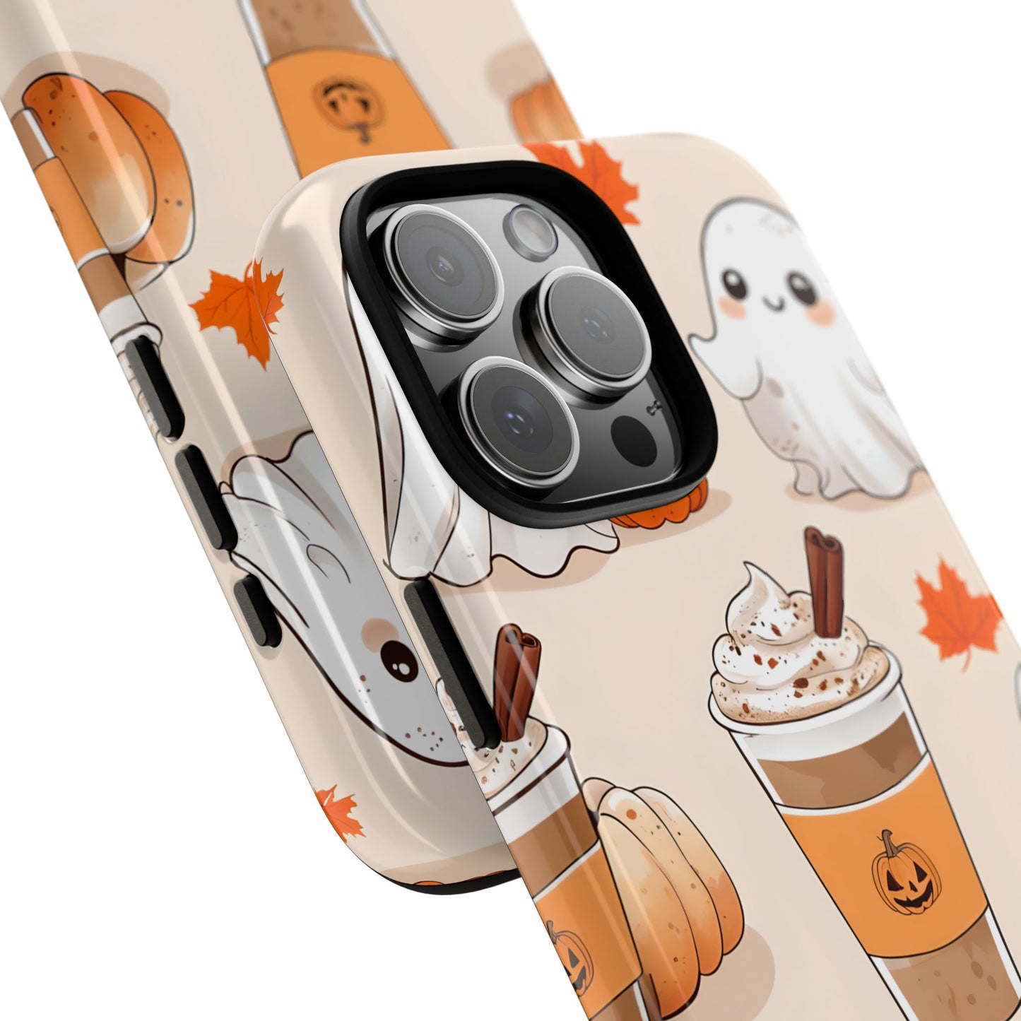 Kawaii Ghost Phone Case, Halloween Coffee Case, Pumpkin Spice iPhone Cover, Cute Fall Phone Grip, Spooky Season Aesthetic