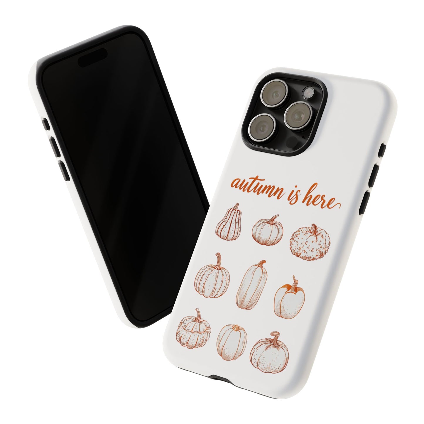 Autumn is Here Pumpkin Phone Case, Fall Pumpkin Illustration Phone Cover, Seasonal Autumn Phone Accessory