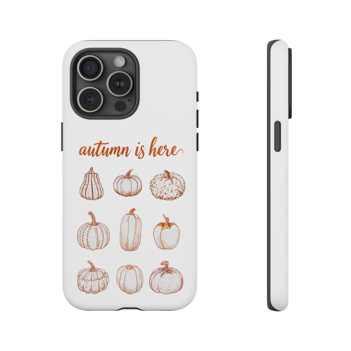 Autumn is Here Pumpkin Phone Case, Fall Pumpkin Illustration Phone Cover, Seasonal Autumn Phone Accessory