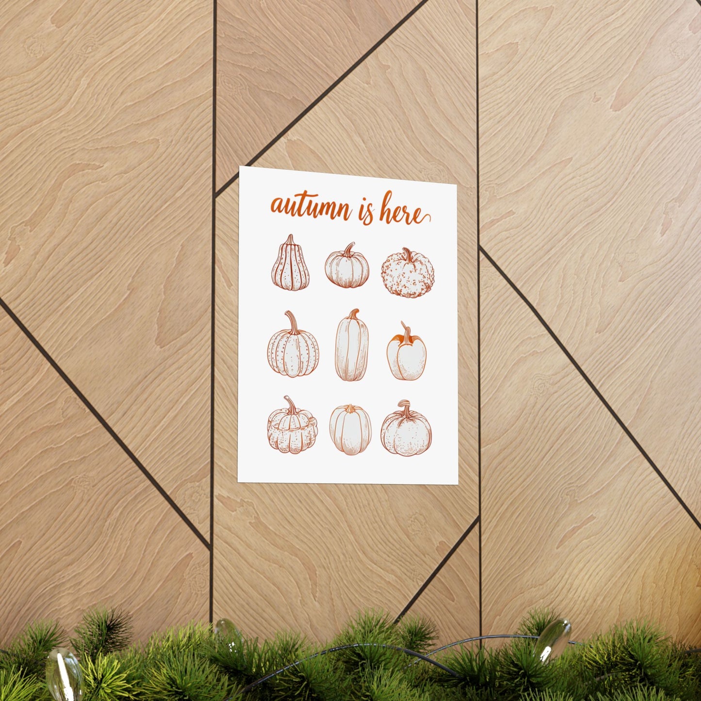 Autumn is Here Pumpkin Illustration Wall Art – Fall Harvest Seasonal Print