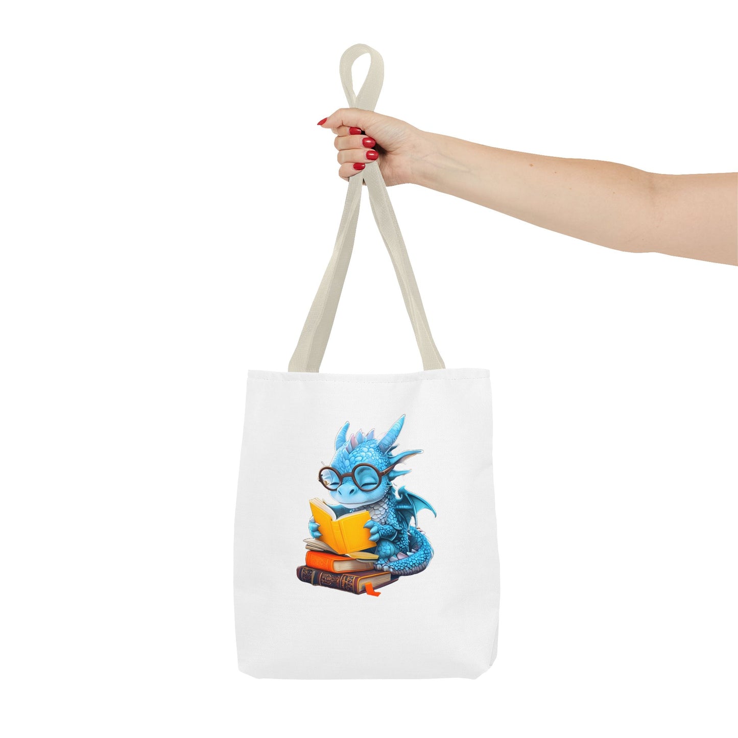 Cute Dragon Reading Tote Bag, Book Lover Gift, Fantasy Art Tote, Dragon Enthusiast, Whimsical Bag for Everyday Use