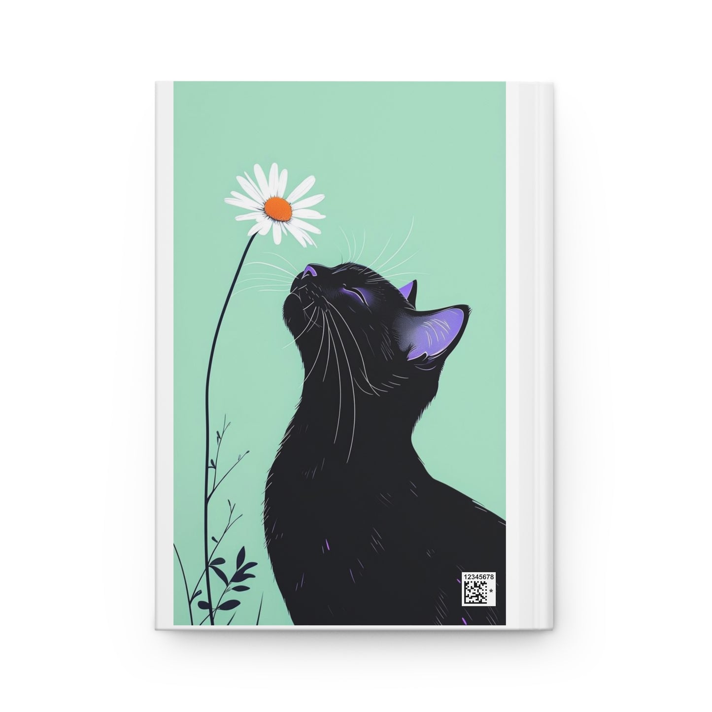 Black Cat & Daisy Hardcover Journal - Cute Cat Notebook, Floral Journal, Gift for Cat Lovers, Writing Diary, Pet Lover's Gift