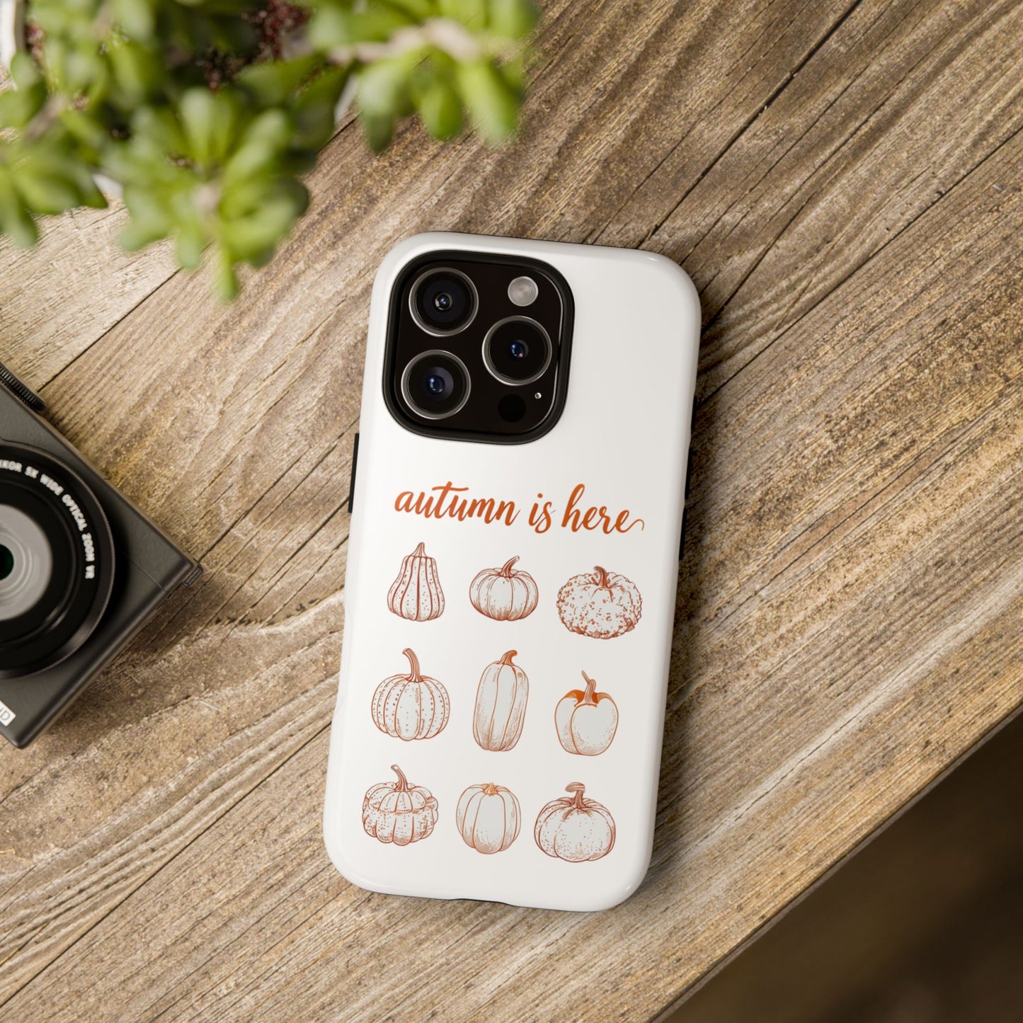 Autumn is Here Pumpkin Phone Case, Fall Pumpkin Illustration Phone Cover, Seasonal Autumn Phone Accessory