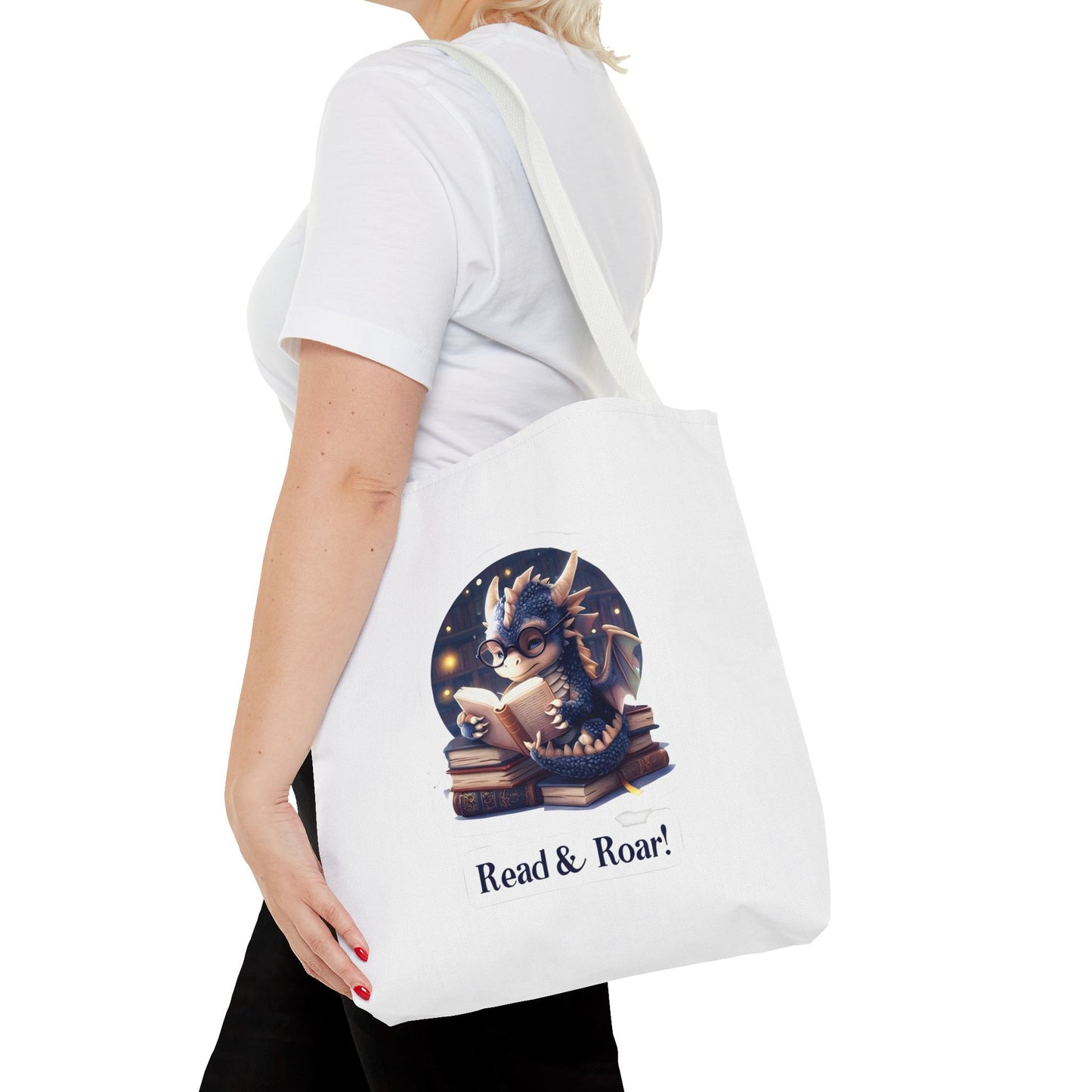 Enchanting Reads Dragon Tote Bag - Perfect for Book Lovers, Readers, Gifts, Literary Events, Reading Clubs!