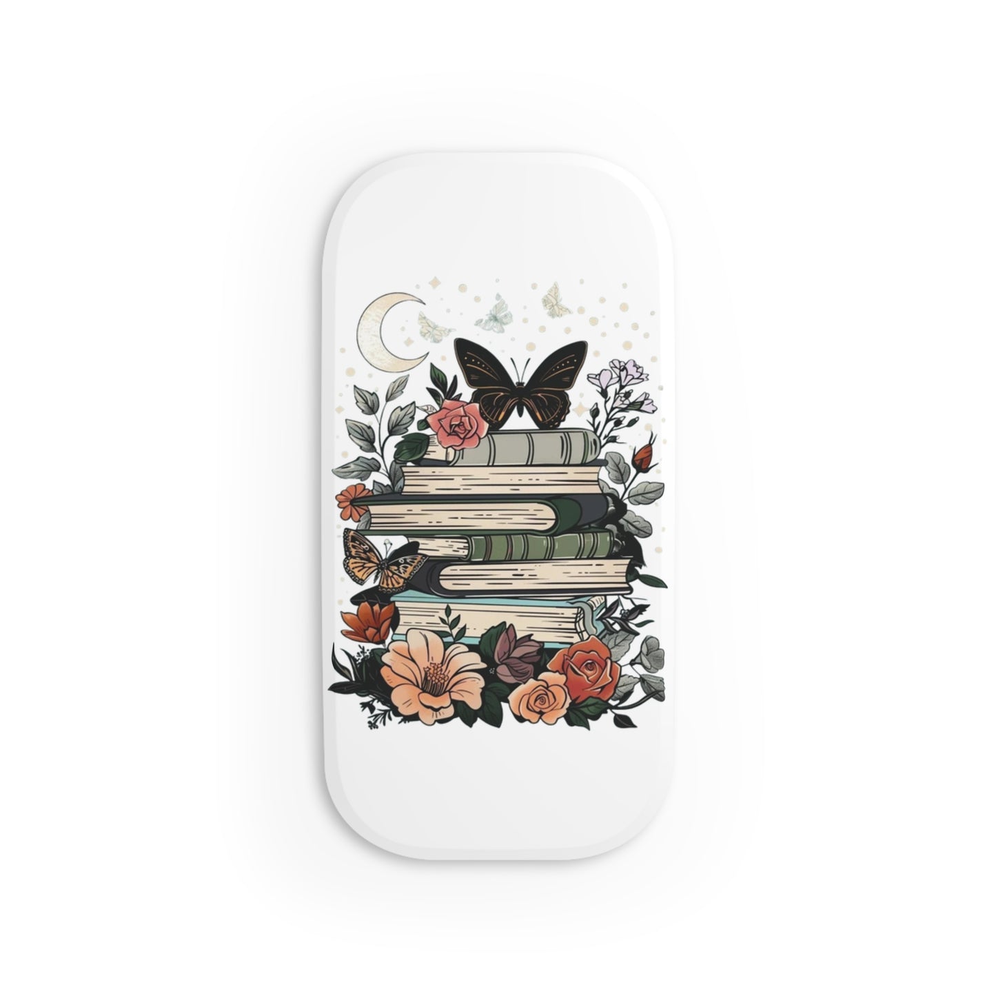 Butterfly and Book Lover Floral Phone Grip Stand