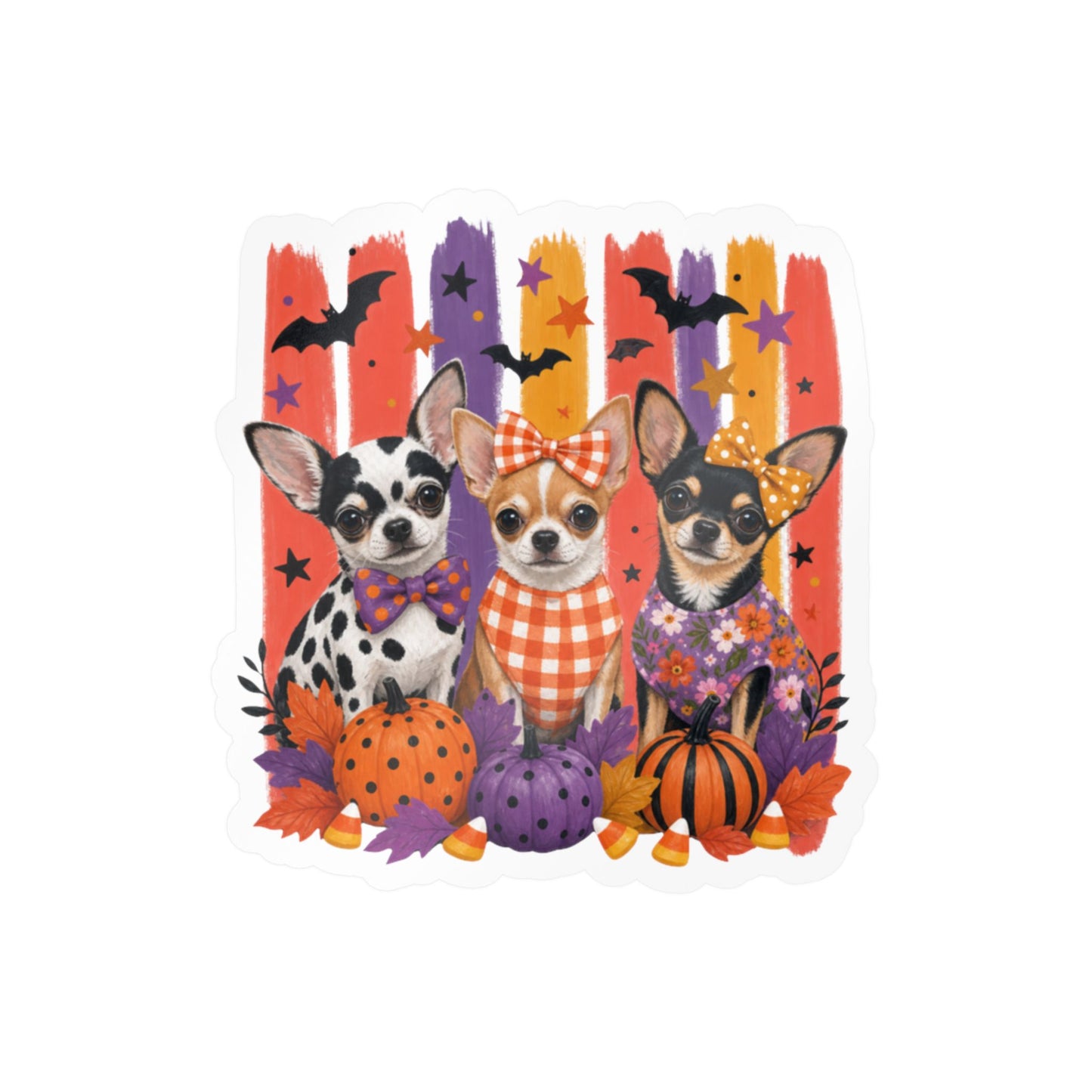 Three Chihuahua Dogs Halloween sticker | Kiss-Cut Vinyl Decal