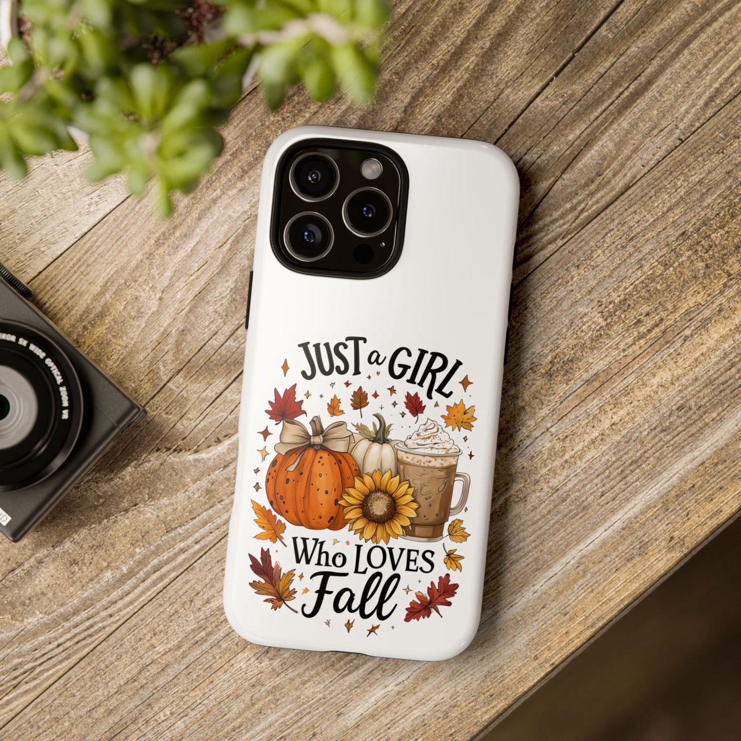 Just a Girl Who Loves Fall Phone Case, Autumn Aesthetic iPhone Cover, Pumpkin Spice Latte Case, Cute Fall Gift