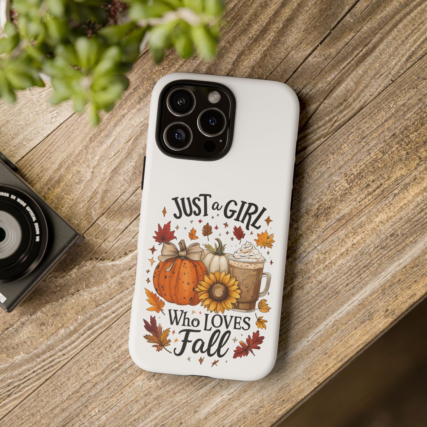 Just a Girl Who Loves Fall Phone Case, Autumn Aesthetic iPhone Cover, Pumpkin Spice Latte Case, Cute Fall Gift