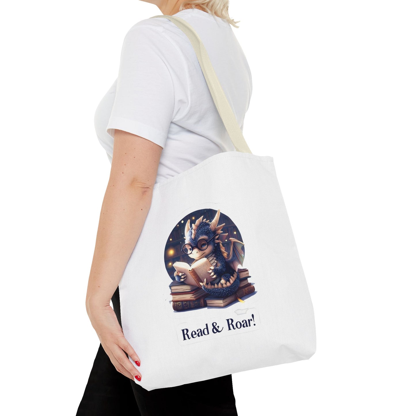 Enchanting Reads Dragon Tote Bag - Perfect for Book Lovers, Readers, Gifts, Literary Events, Reading Clubs!