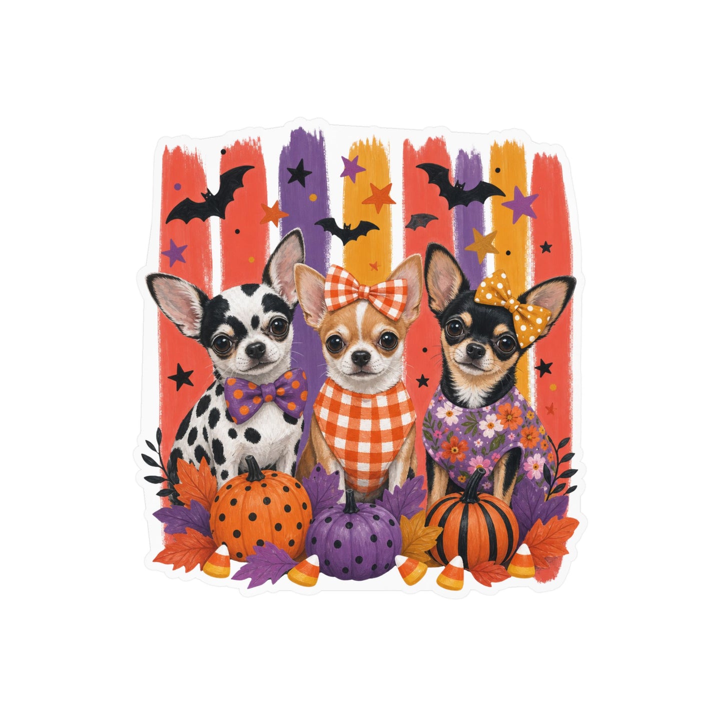 Three Chihuahua Dogs Halloween sticker | Kiss-Cut Vinyl Decal