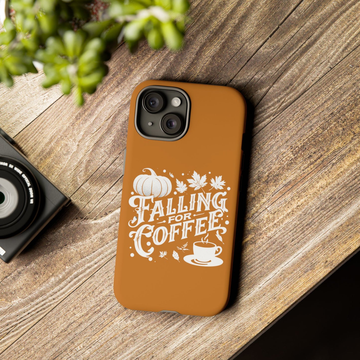 Falling for Coffee Phone Case, Fall Pumpkin Coffee Lover Gift, Autumn Phone Cover, Cozy Coffee Vibes Case, Pumpkin Spice Season Accessory