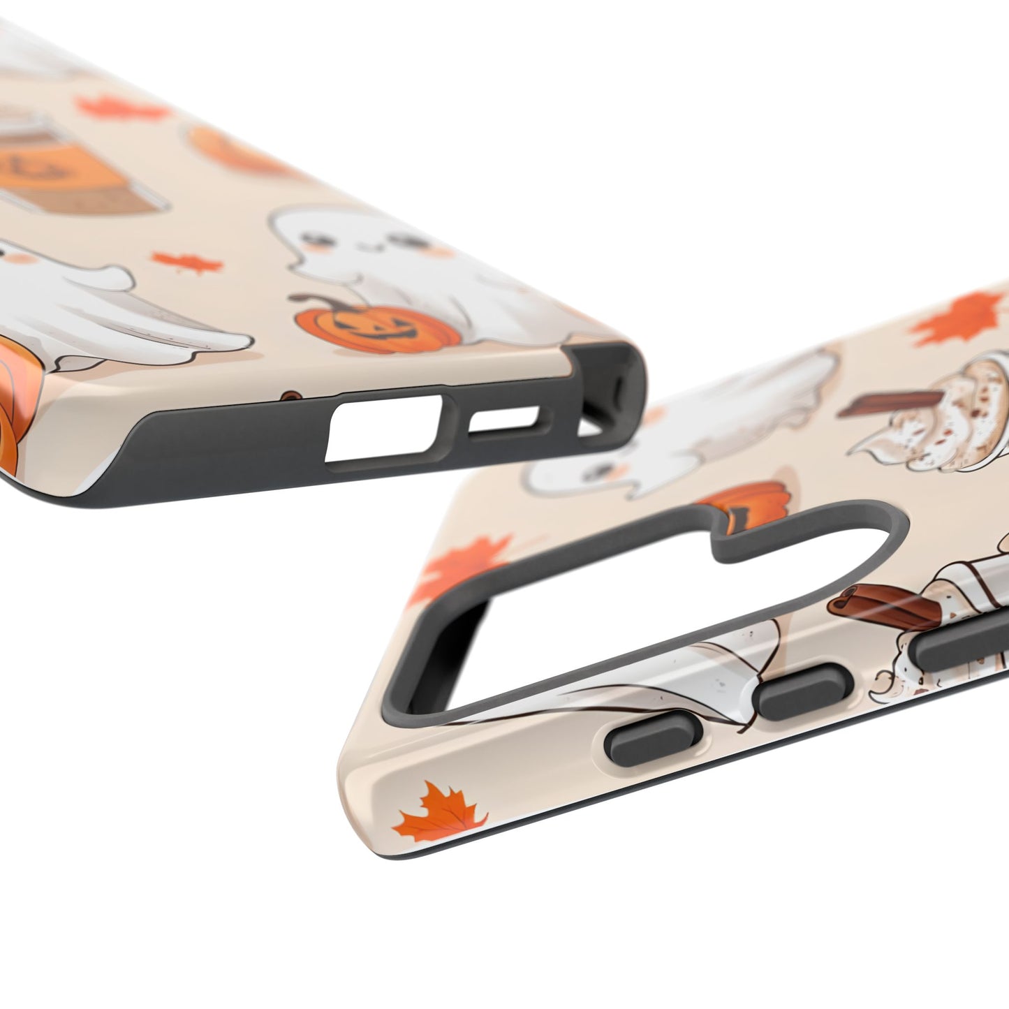 Kawaii Ghost Phone Case, Halloween Coffee Case, Pumpkin Spice iPhone Cover, Cute Fall Phone Grip, Spooky Season Aesthetic