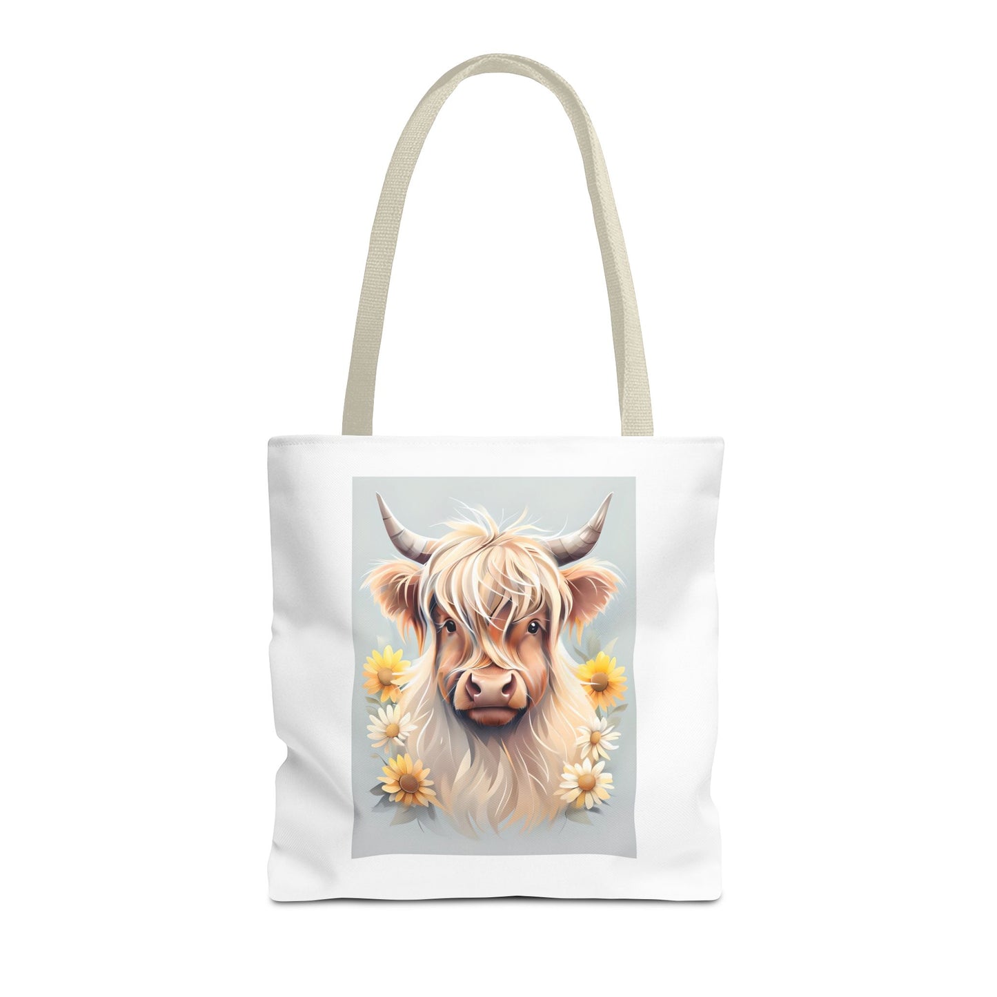Adorable Highland Cow Tote Bag, Farmhouse Decor, Animal Lover Gift, Floral Print, Everyday Use, Easter gift