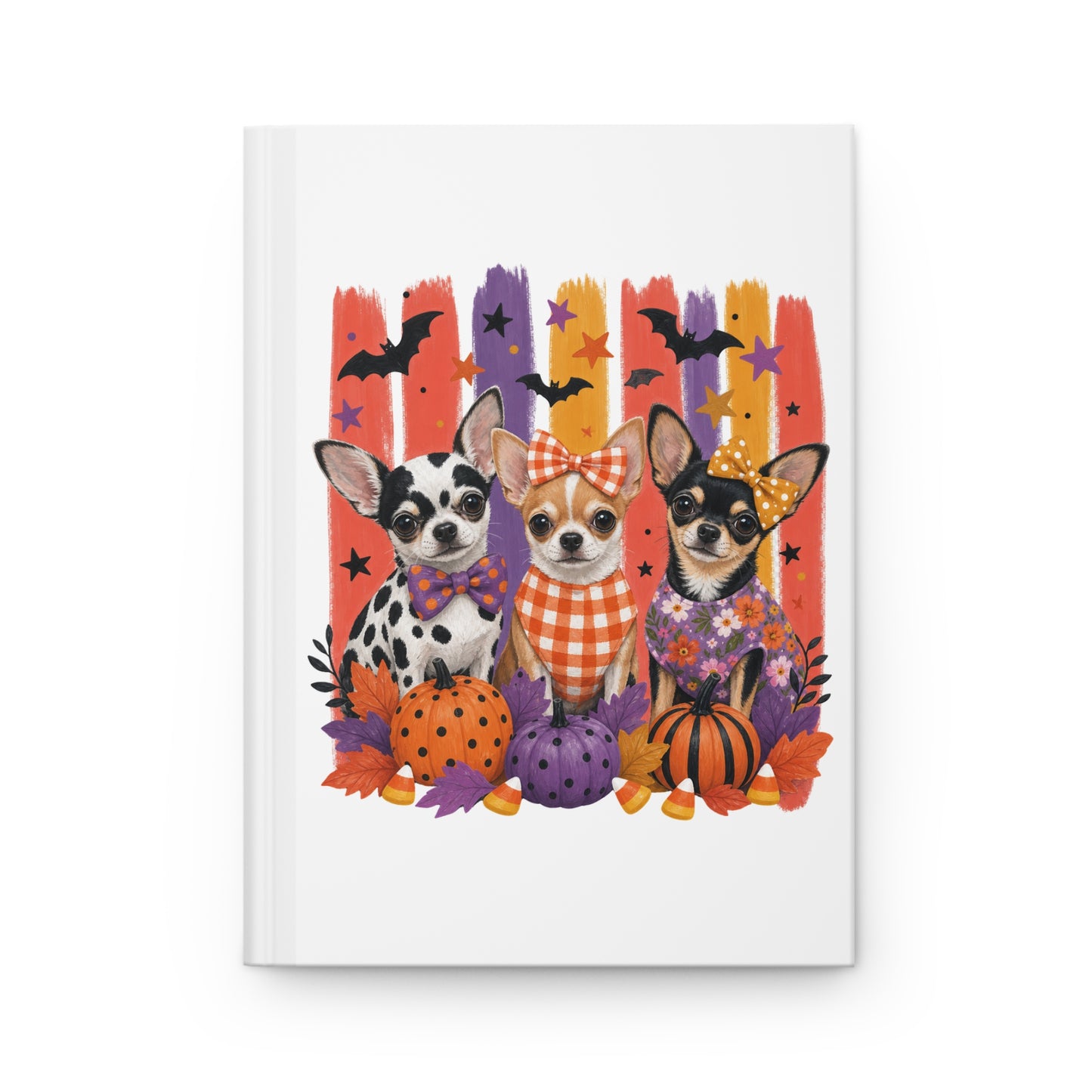 Halloween Chihuahuas Hardcover Journal | Pumpkin, Bats, Fall Pattern