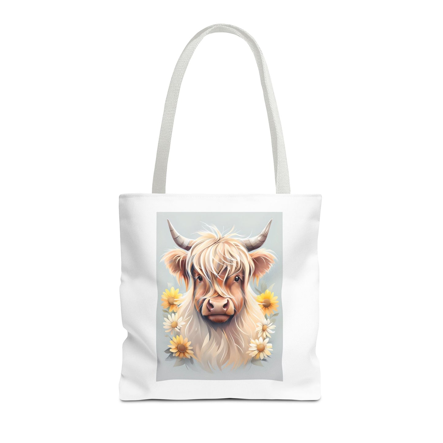 Adorable Highland Cow Tote Bag, Farmhouse Decor, Animal Lover Gift, Floral Print, Everyday Use, Easter gift