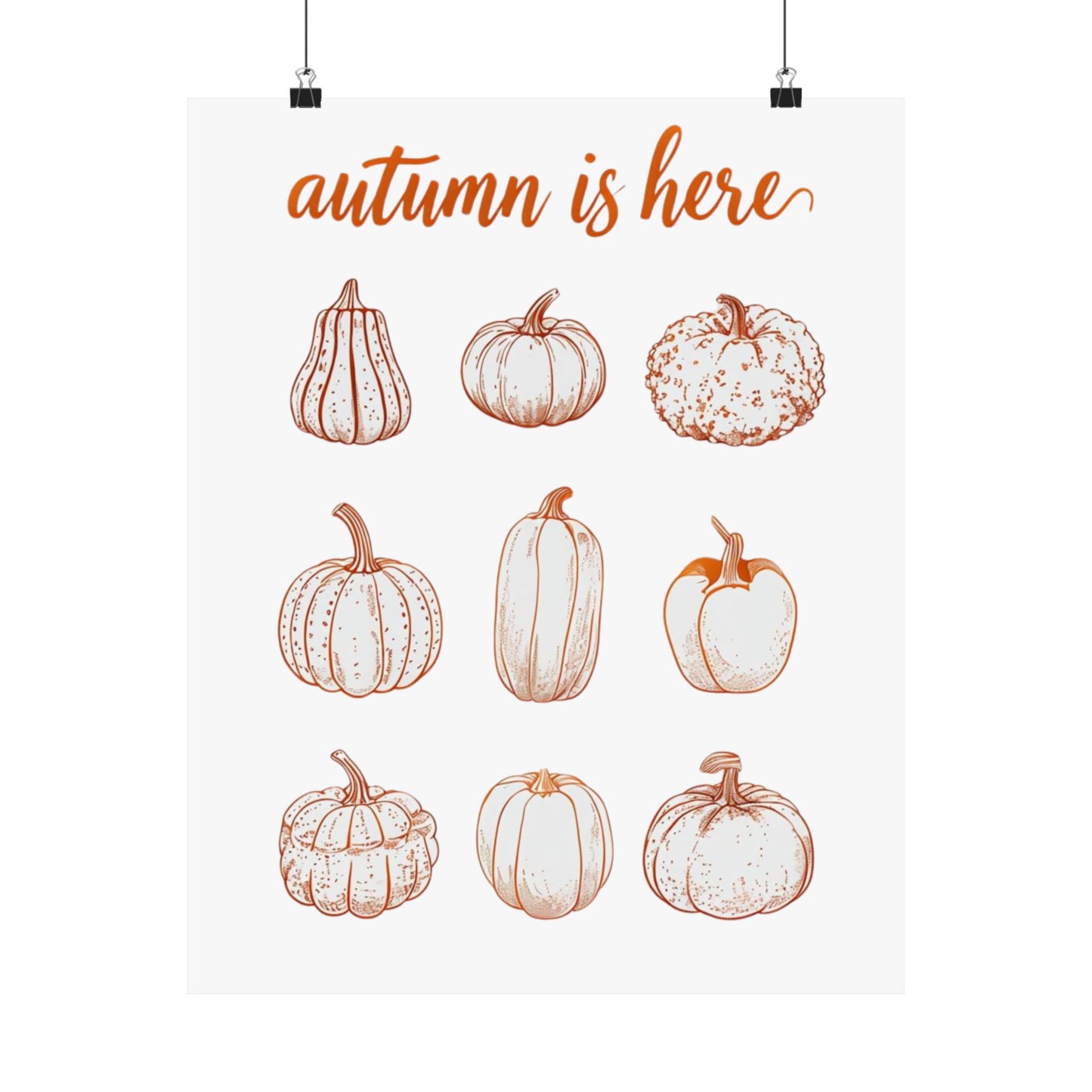 Autumn is Here Pumpkin Illustration Wall Art – Fall Harvest Seasonal Print