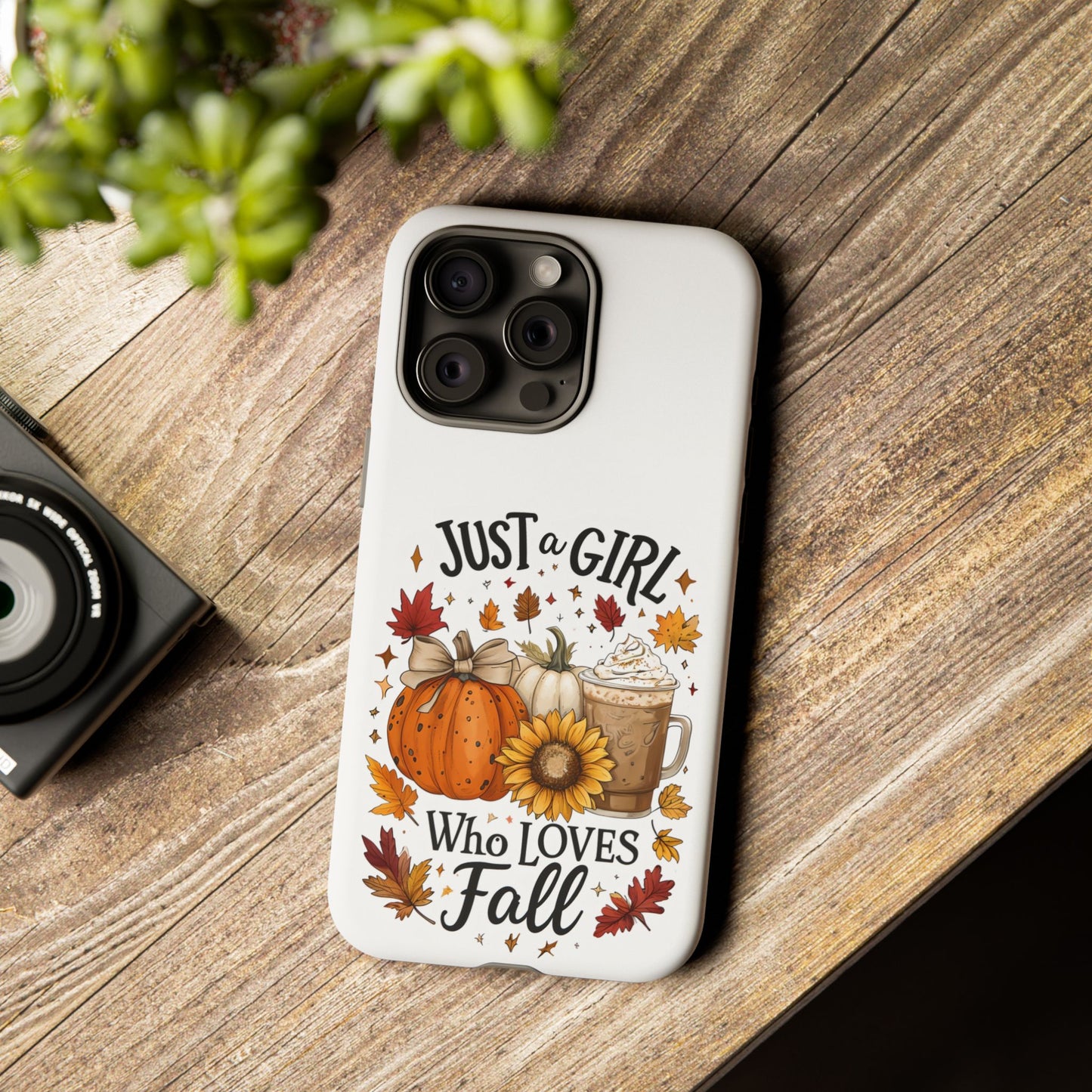 Just a Girl Who Loves Fall Phone Case, Autumn Aesthetic iPhone Cover, Pumpkin Spice Latte Case, Cute Fall Gift