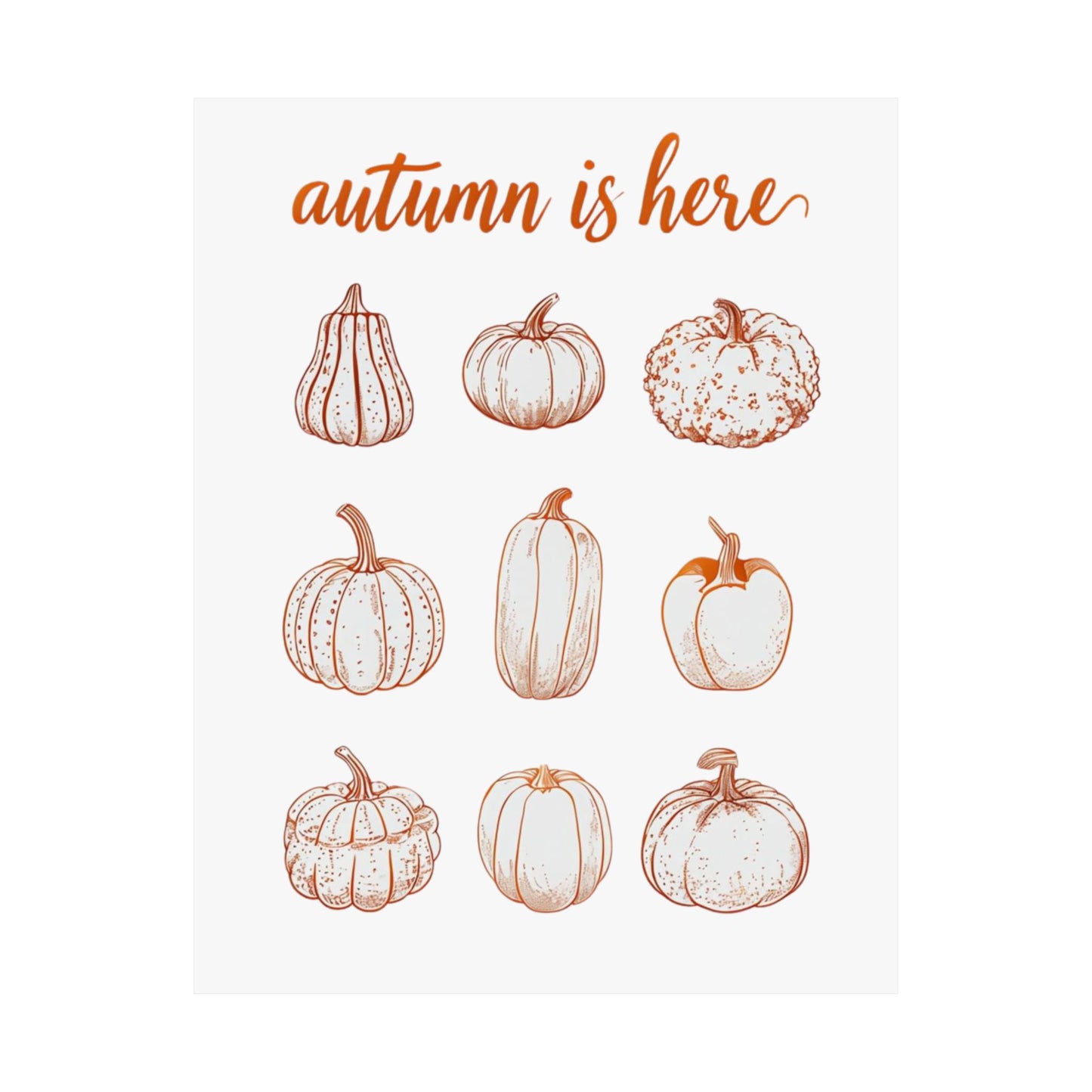 Autumn is Here Pumpkin Illustration Wall Art – Fall Harvest Seasonal Print