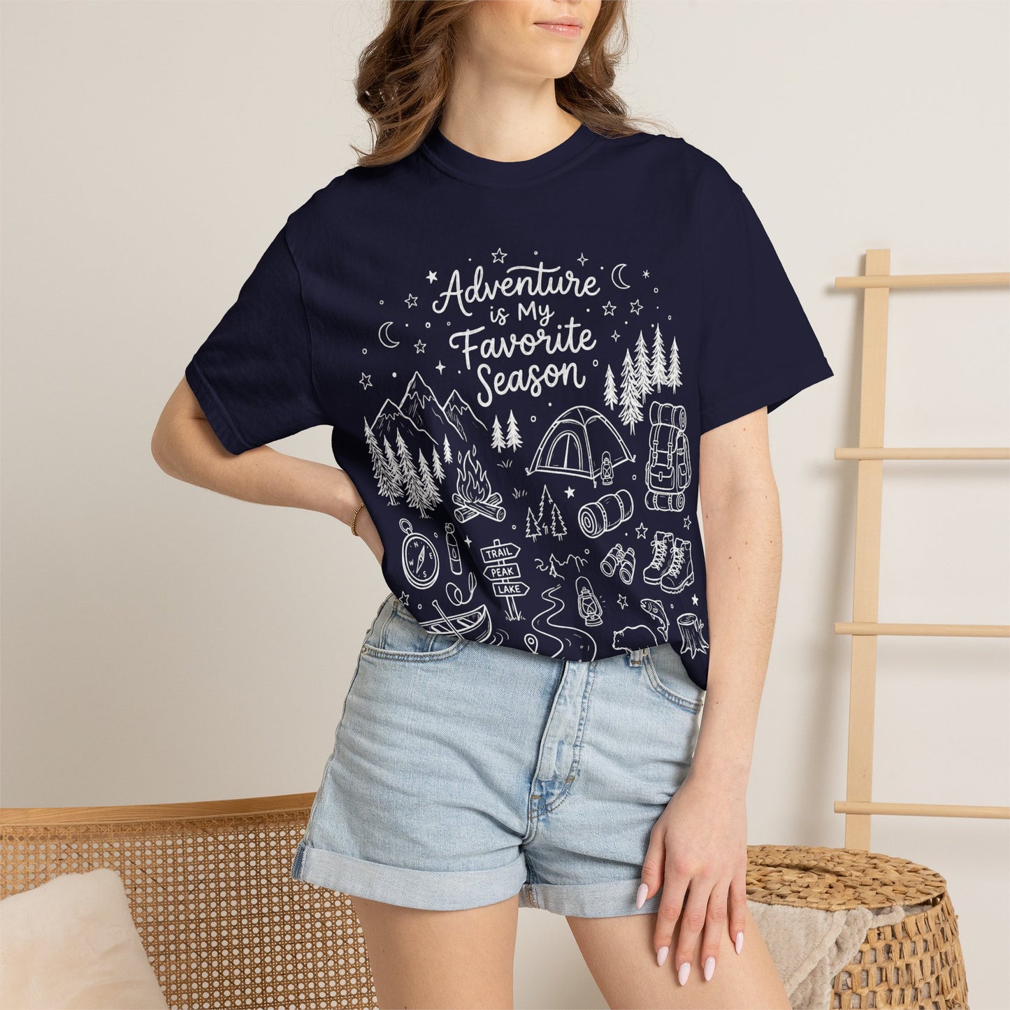 Adventure Shirt, Outdoorsy Graphic Tee, Camping Hiking Shirt, Blue Jean Comfort Colors Tee, Nature Lover Gift