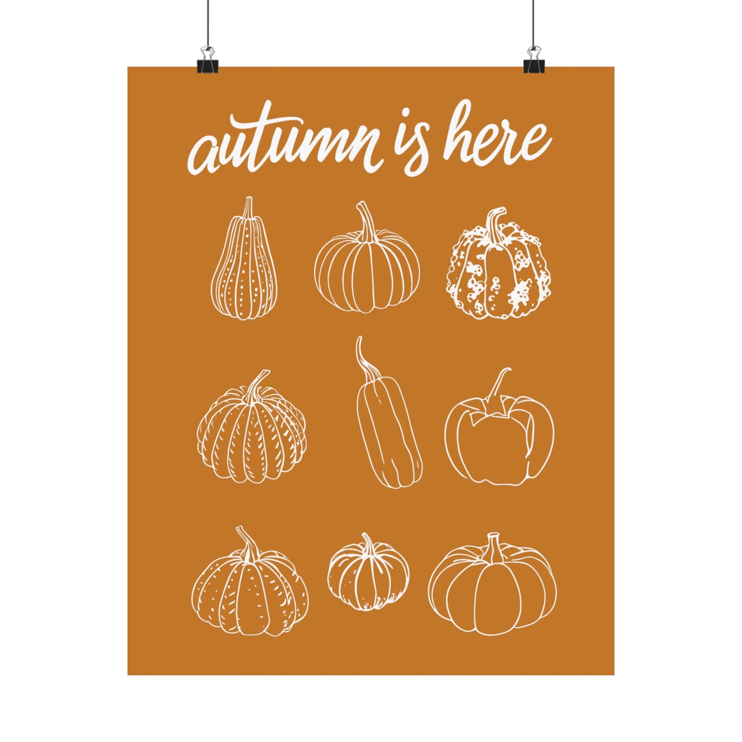 Autumn Is Here Pumpkin Wall Art, Fall Seasonal Print, Rustic Pumpkin Illustration, Farmhouse Harvest Home Decor, Fall Botanical Artwork