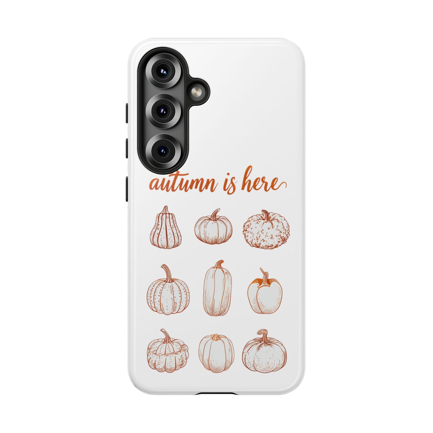 Autumn is Here Pumpkin Phone Case, Fall Pumpkin Illustration Phone Cover, Seasonal Autumn Phone Accessory